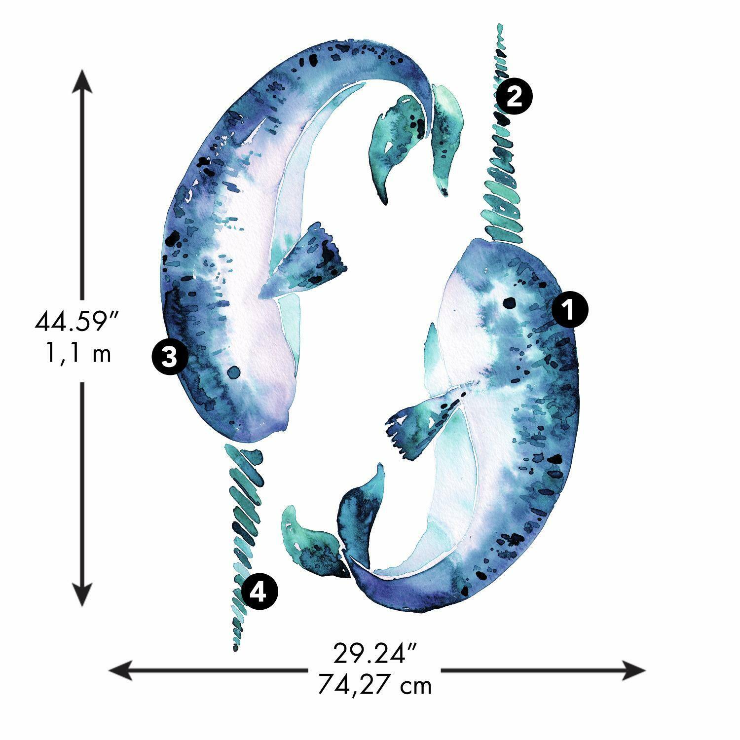 RoomMates Catcoq Narwhal Peel & Stick Giant Wall Decals