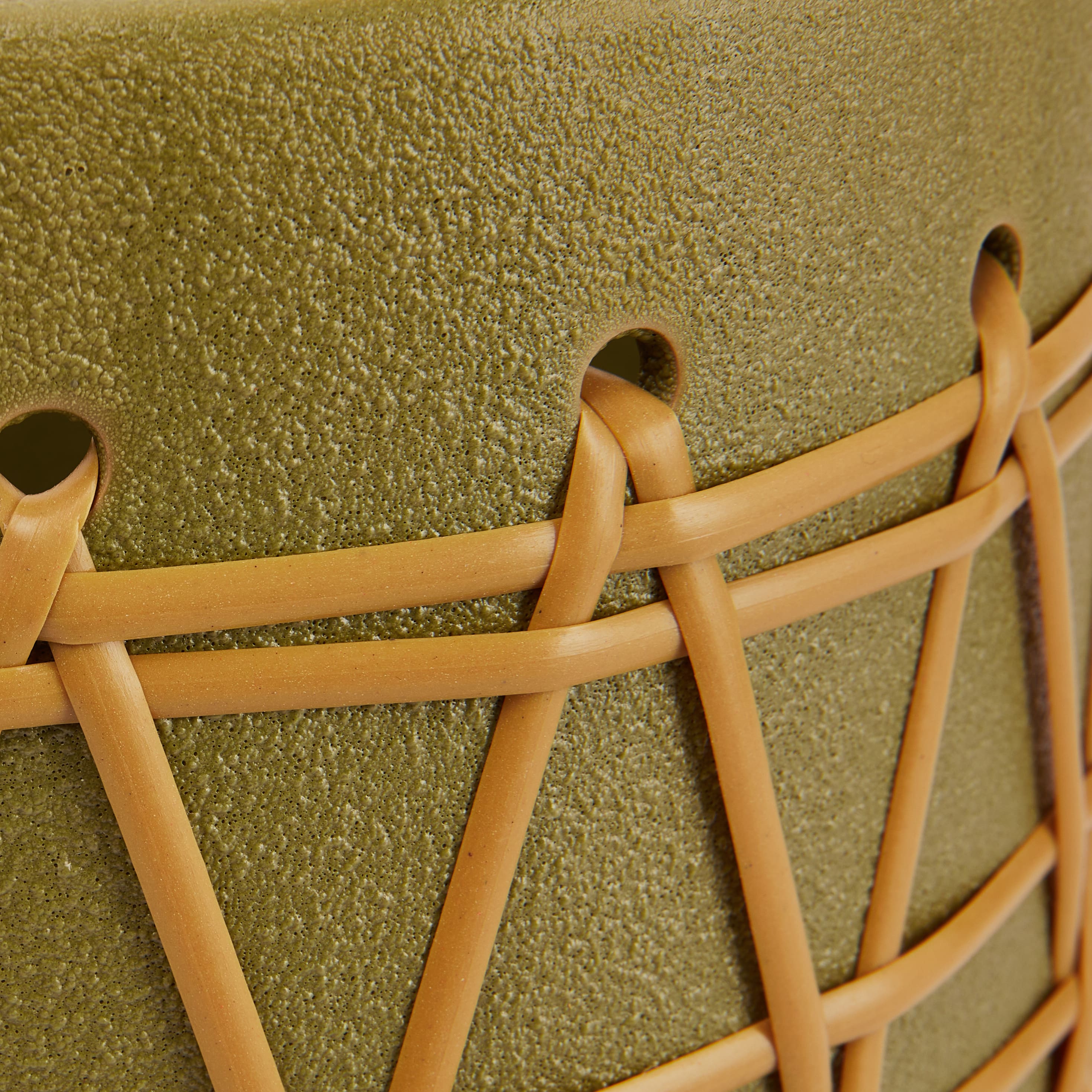 Hello Honey® 10.5" Green Stoneware Planter with Woven Design