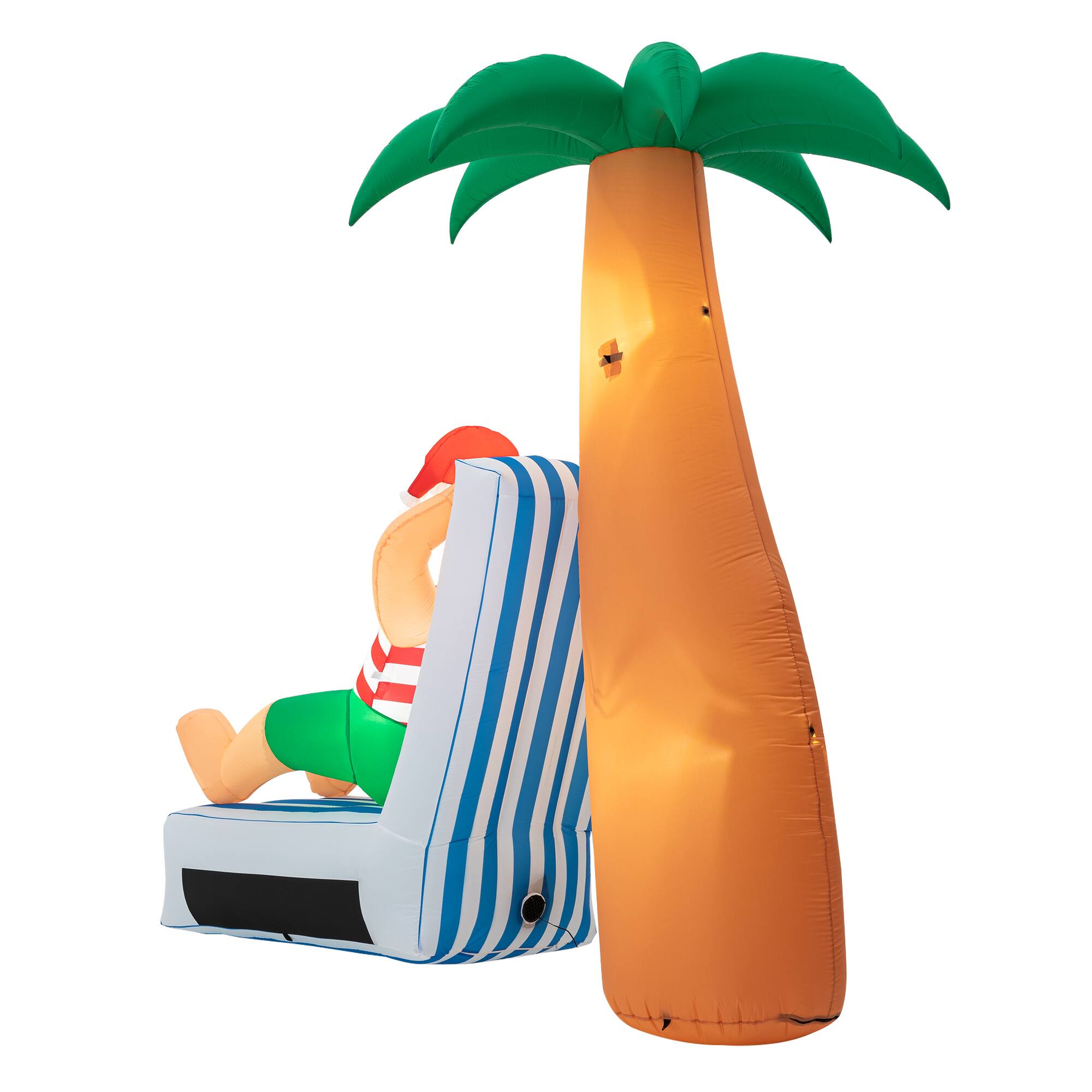 Glitzhome&#xAE; 6ft. LED Lighted Santa Under Coconut Tree Inflatable D&#xE9;cor