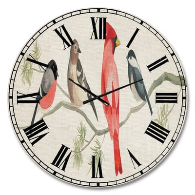 Designart 'Chickadee And Red Farmhouse Bird On Branch Farmhouse Wall ...