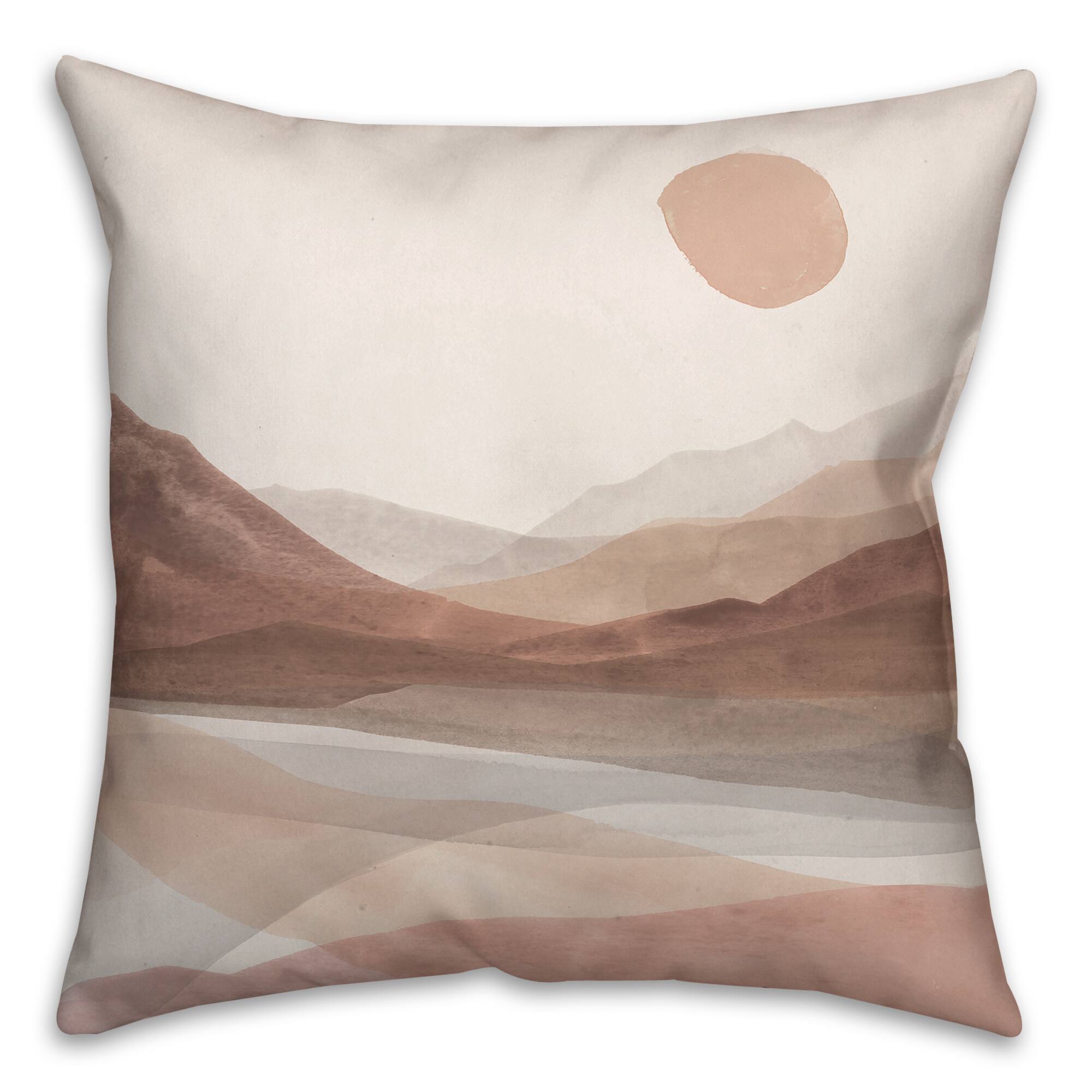 Mauve Boho Abstracted Landscape Indoor & Outdoor Throw Pillow