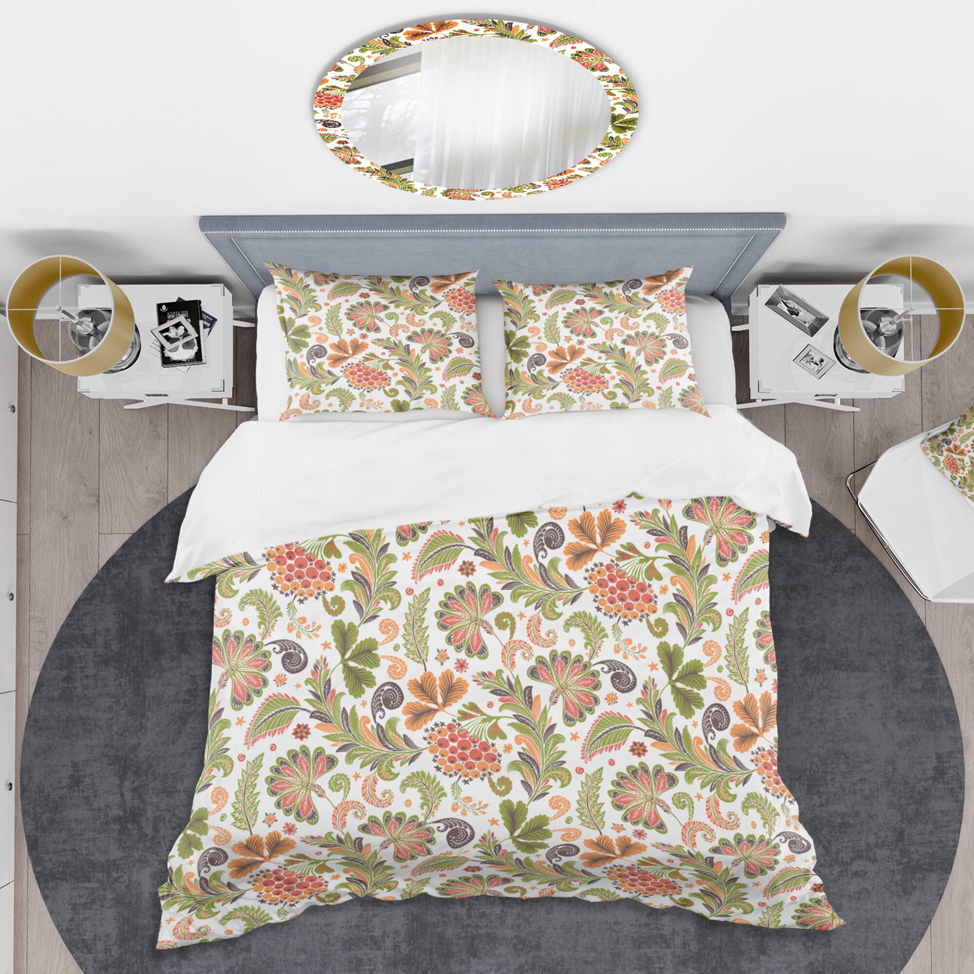 Designart &#x27;Retro Fantasy Flowers I&#x27; Mid-Century Duvet Cover Set