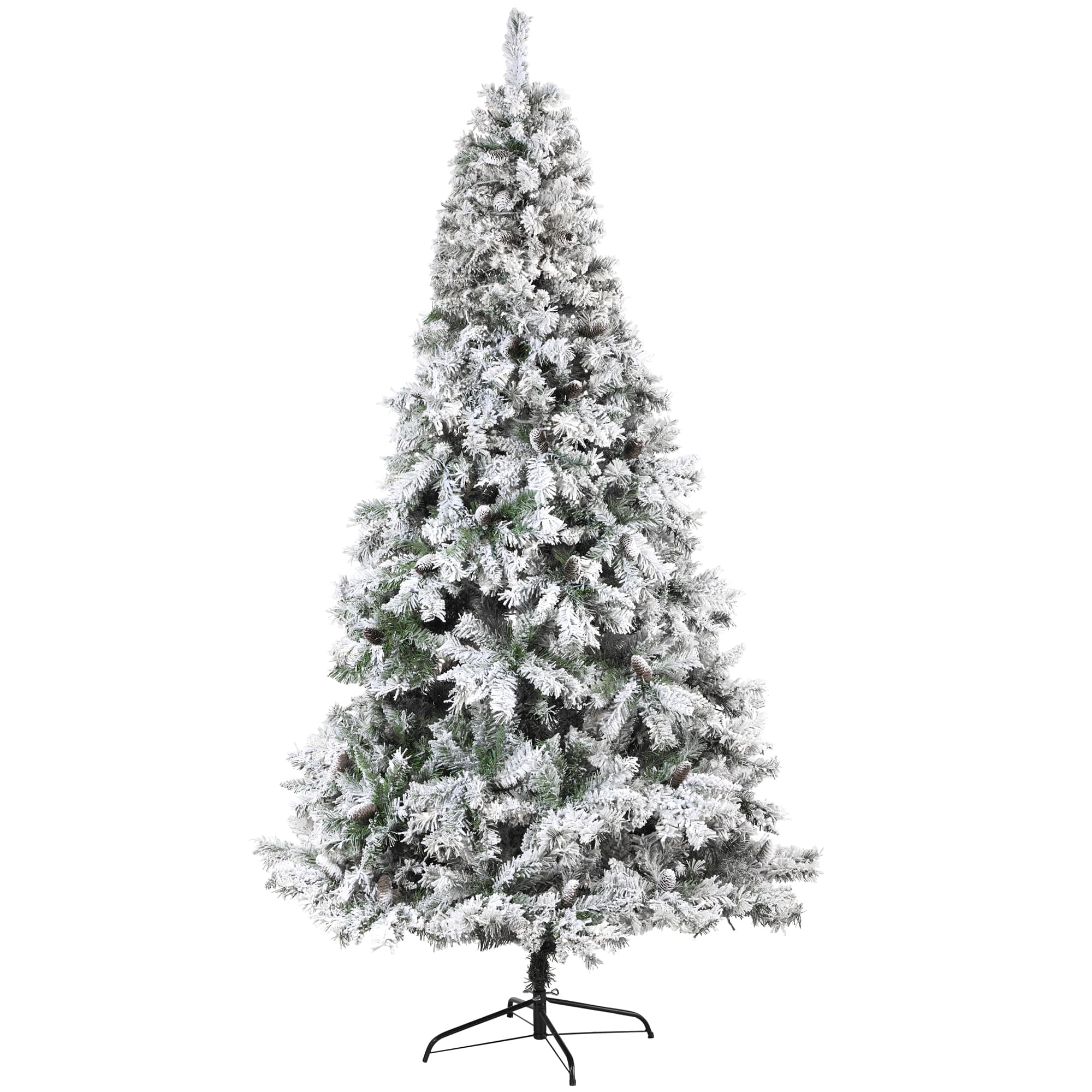 8ft. Unlit Flocked White River Mountain Pine &#x26; Pinecones Artificial Christmas Tree
