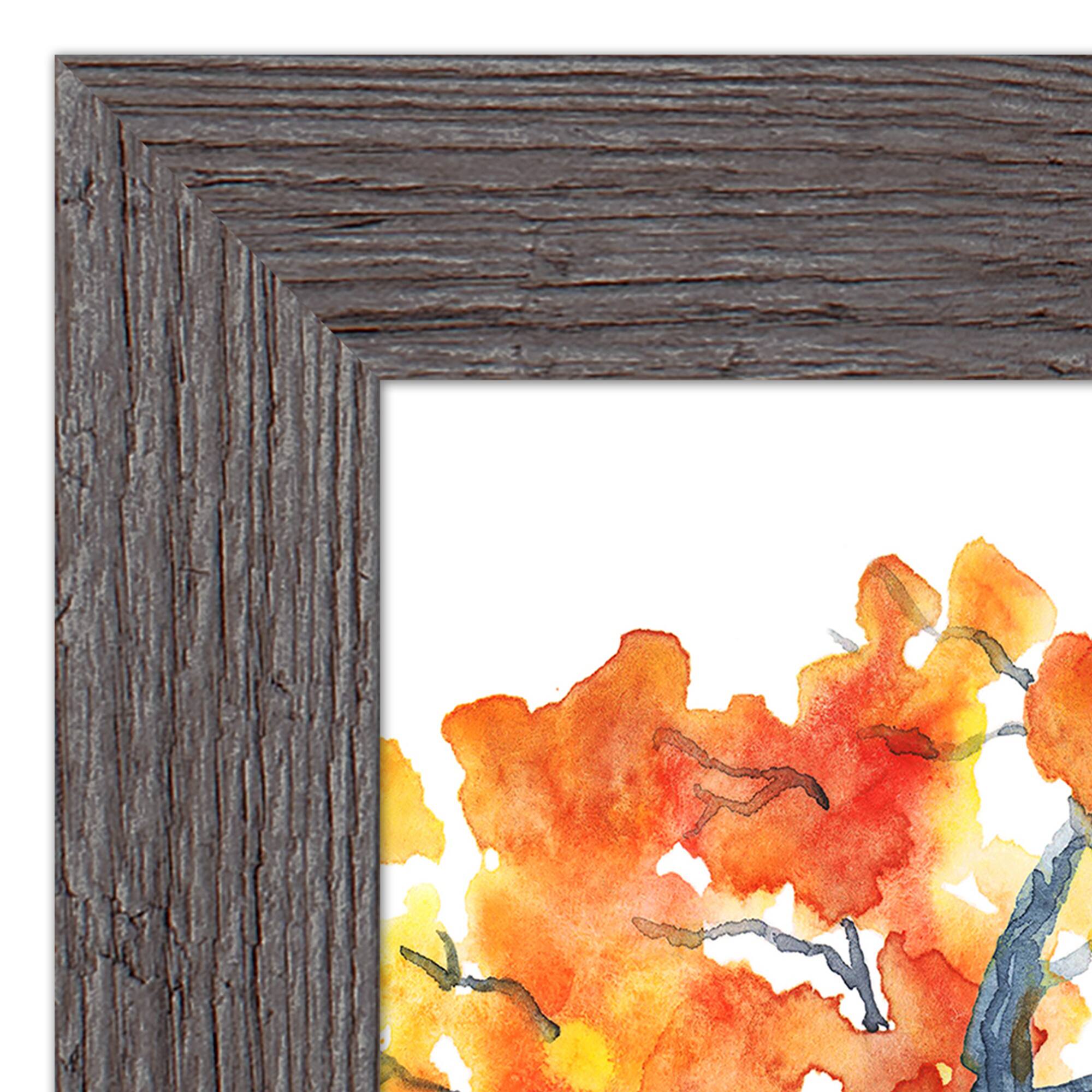 Watercolor Leaves Are Falling Fall Print in Western Gray Frame