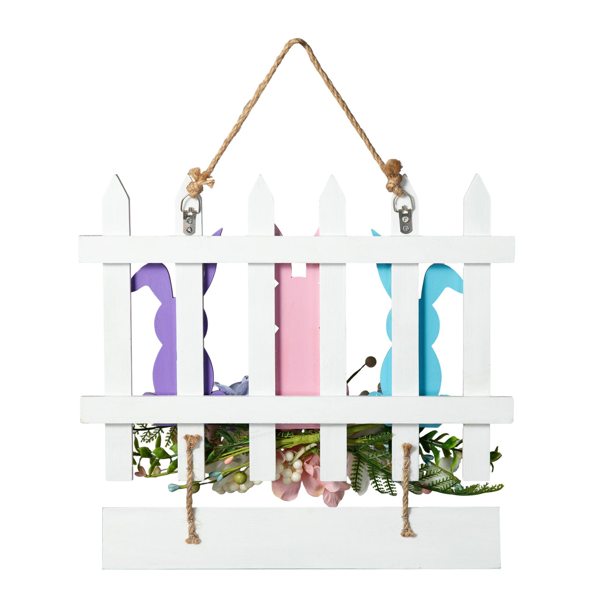 Glitzhome® 14" Easter Wooden Bunny Fence Door Hanger