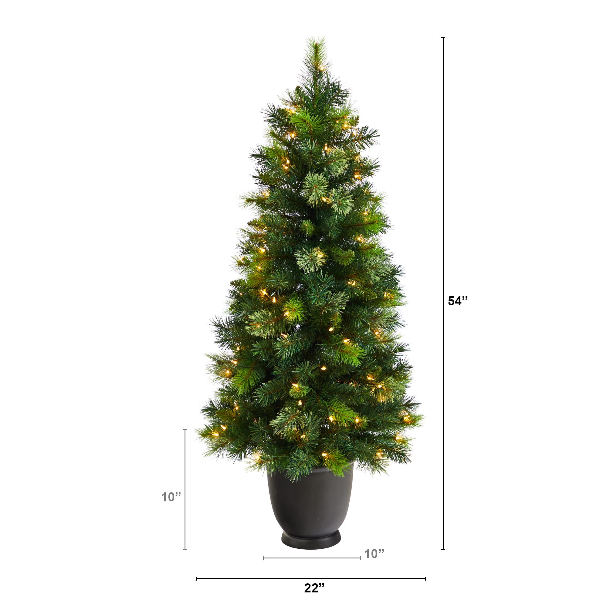 4.5ft. Pre-Lit Oregon Pine Artificial Christmas Tree in Decorative Planter, Warm White Lights