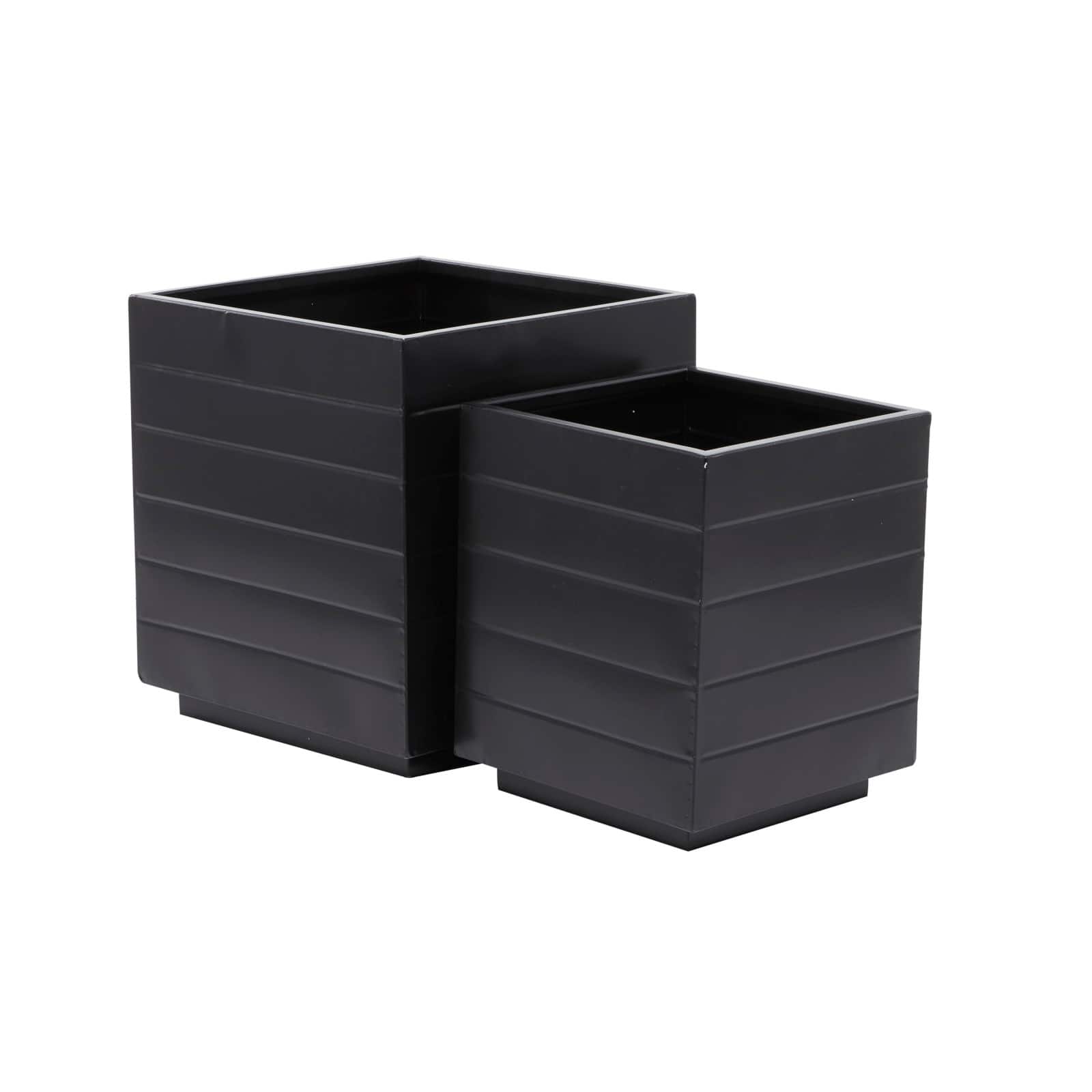 Black Modern Planter, Set of 2" 13", 10"