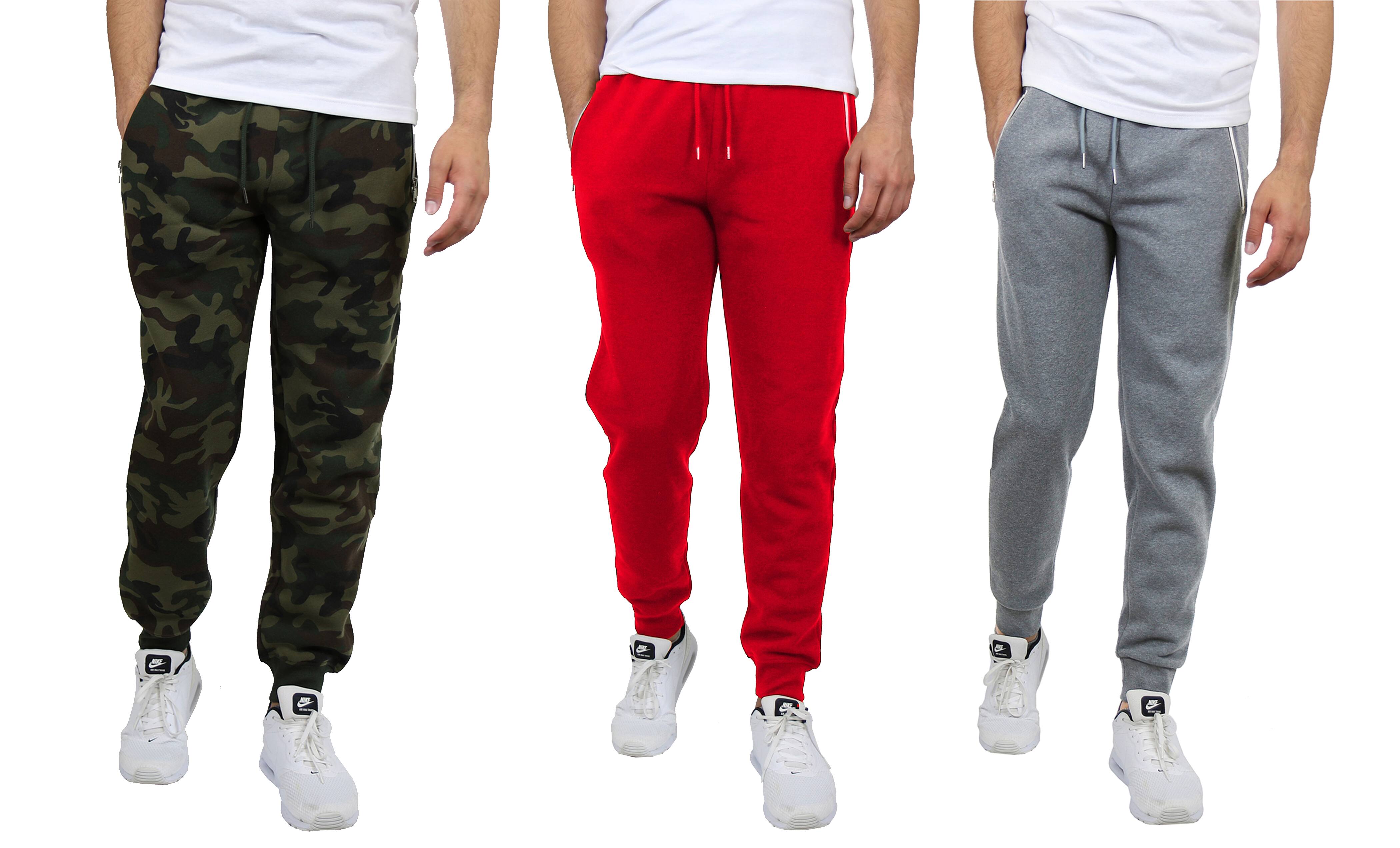 Galaxy by Harvic Men&#x27;s Fleece-Lined Zip-Pocket Jogger Sweatpants 3 Pack