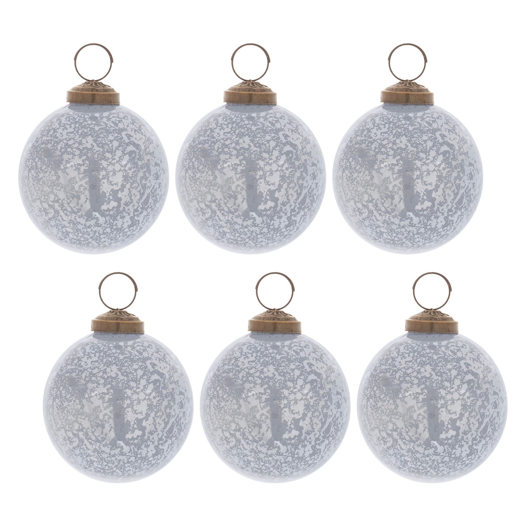 3&#x22; Slate Blue Soda Lime Glass Ball Ornaments, 6ct.