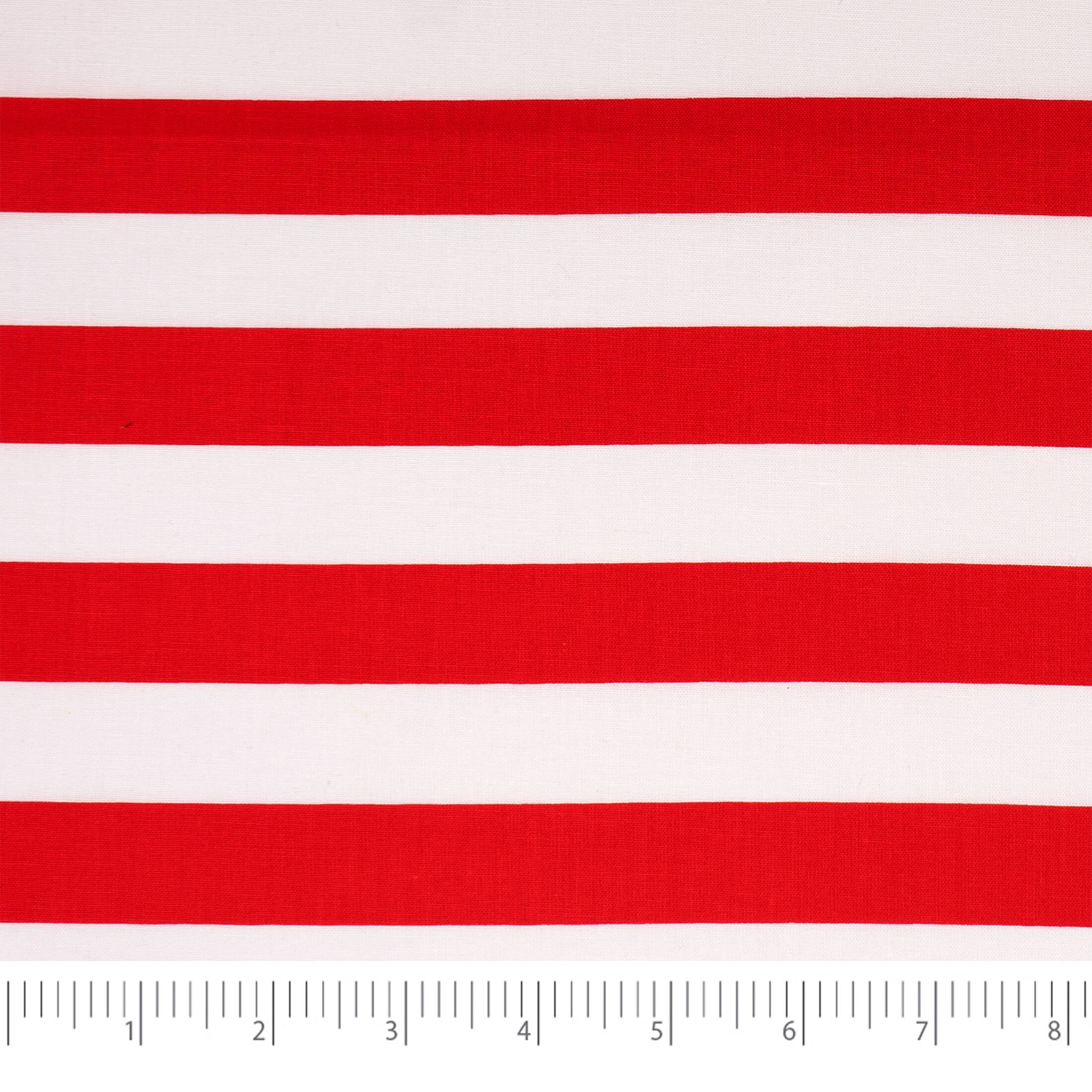 SINGER Patriotic Red & White Stripe Print Ringspun Cotton Fabric