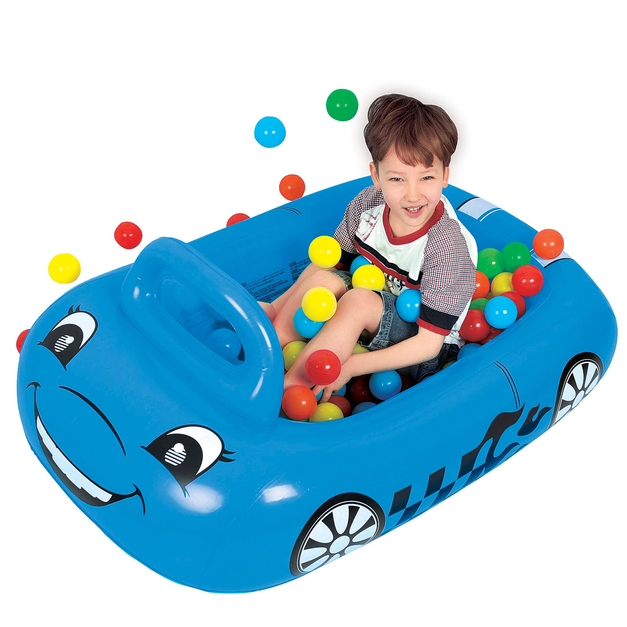 Pool Central&#xAE; 3.75ft. Blue Inflatable Car Kiddie Ball Pit &#x26; Pool Float