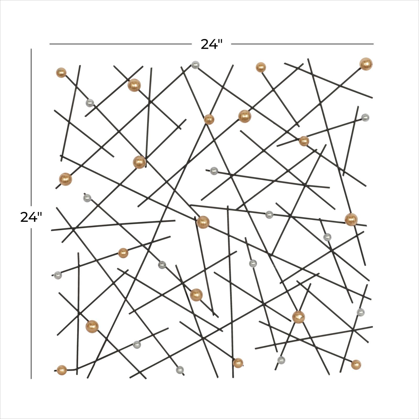 24" Black, Gold & Silver Metal Contemporary Wall Décor