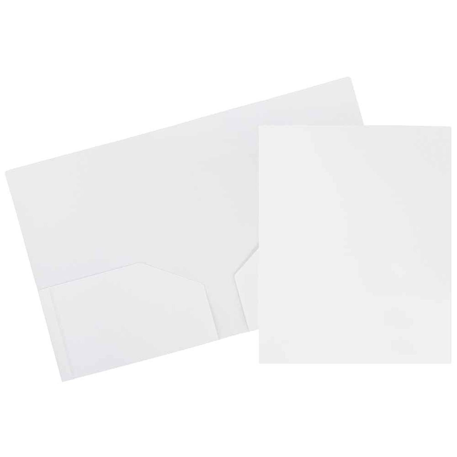 JAM Paper 9.5&#x22; x 11.5&#x22; White Plastic Heavy Duty Two Pocket Folder