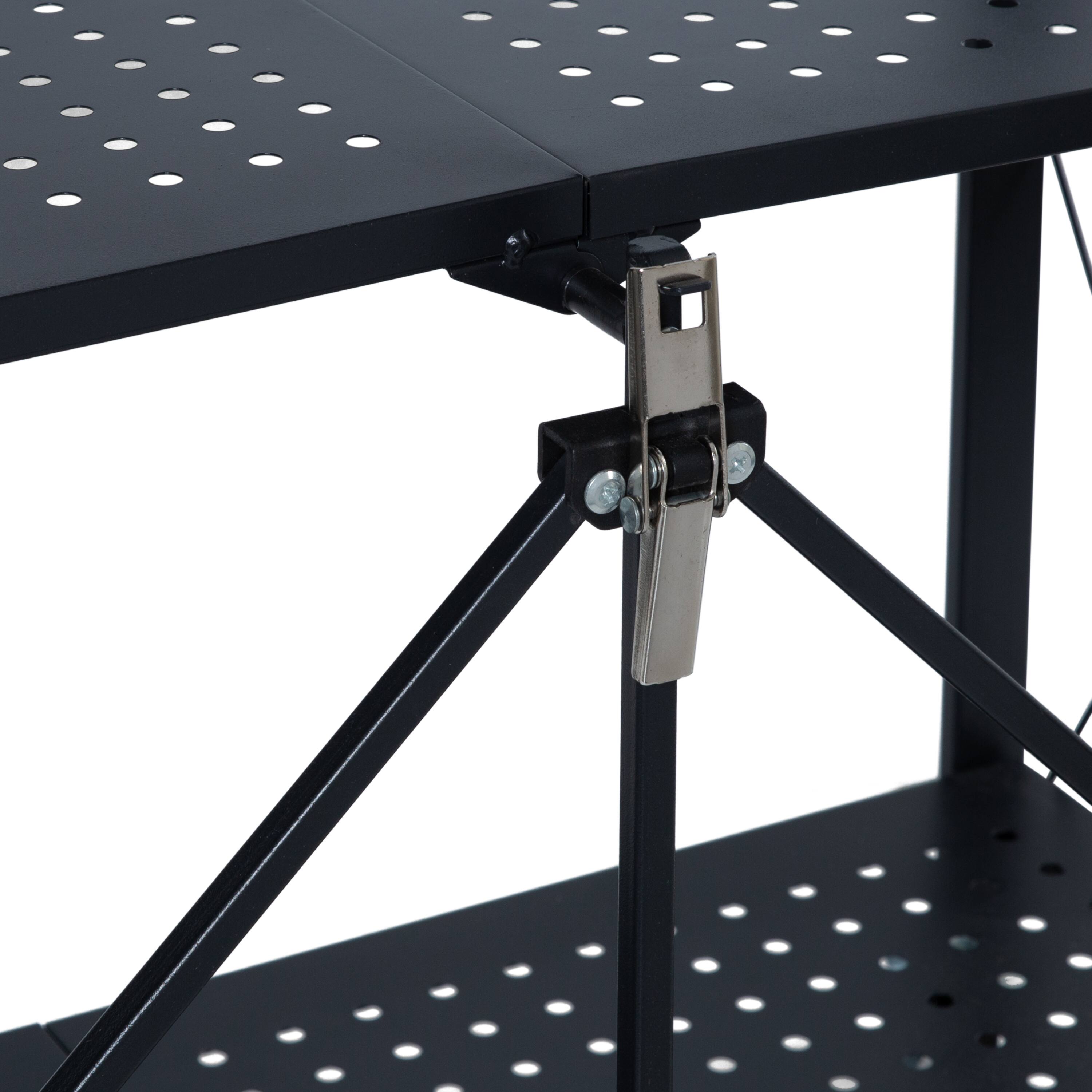 Organize It All Black 4-Tier Foldable Metal Rack with Wheels