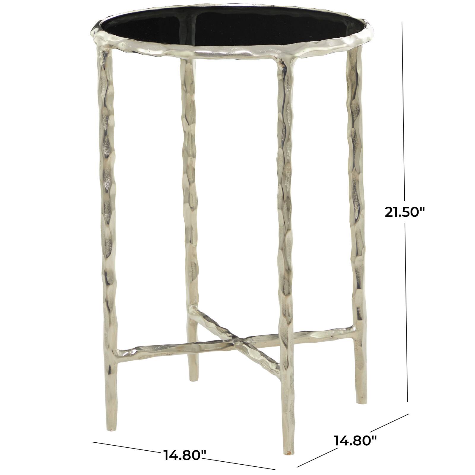 22&#x22; Aluminum Accent Table with Shaded Glass Top