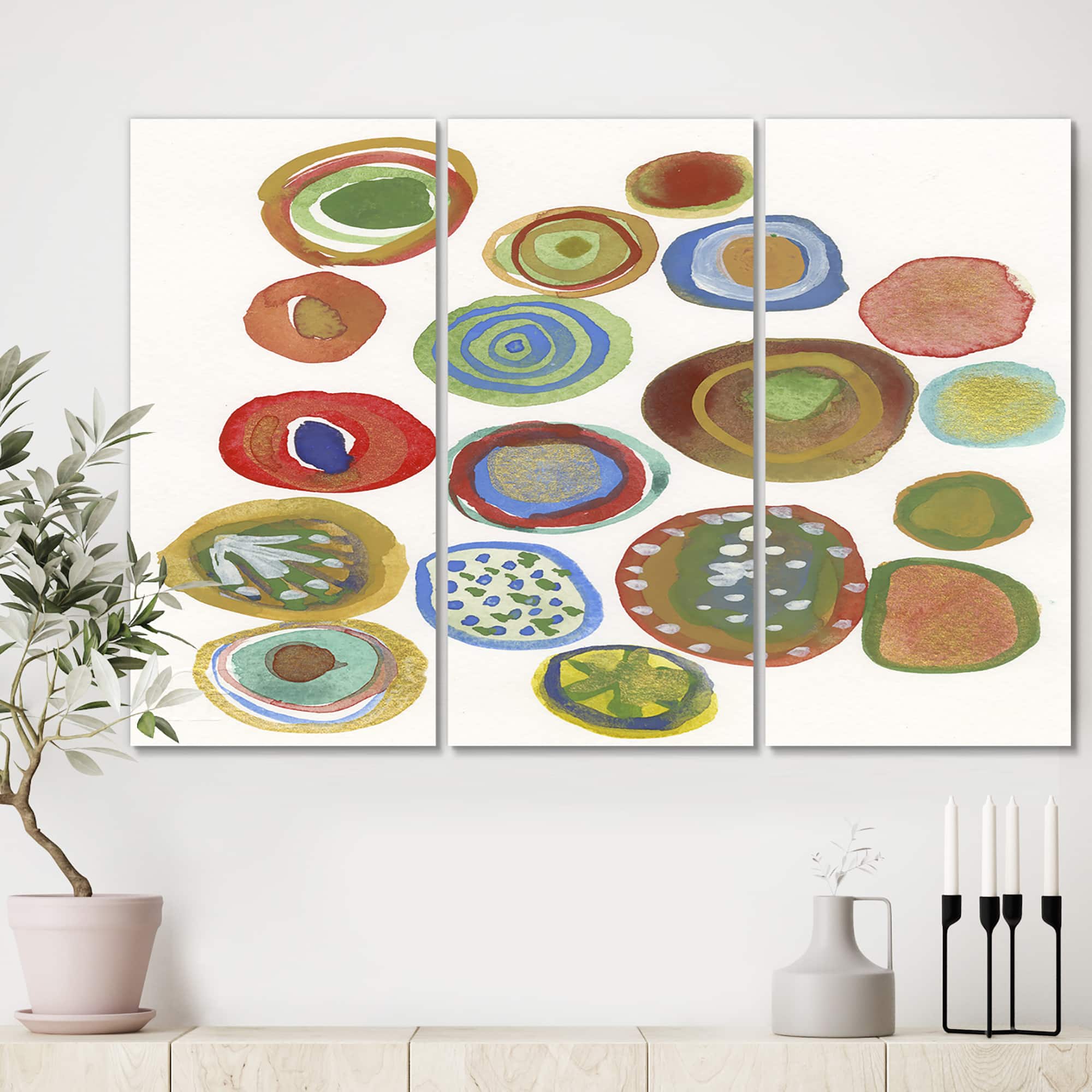 Designart - Circular Composition II - Mid Century Modern Canvas Artwork