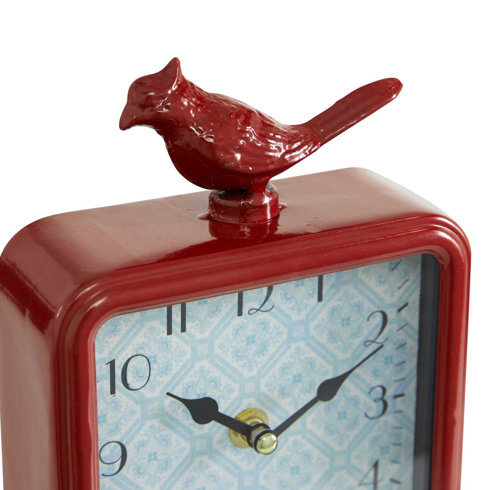 6&#x22; Multicolored Vintage Metal Bird Clock Set