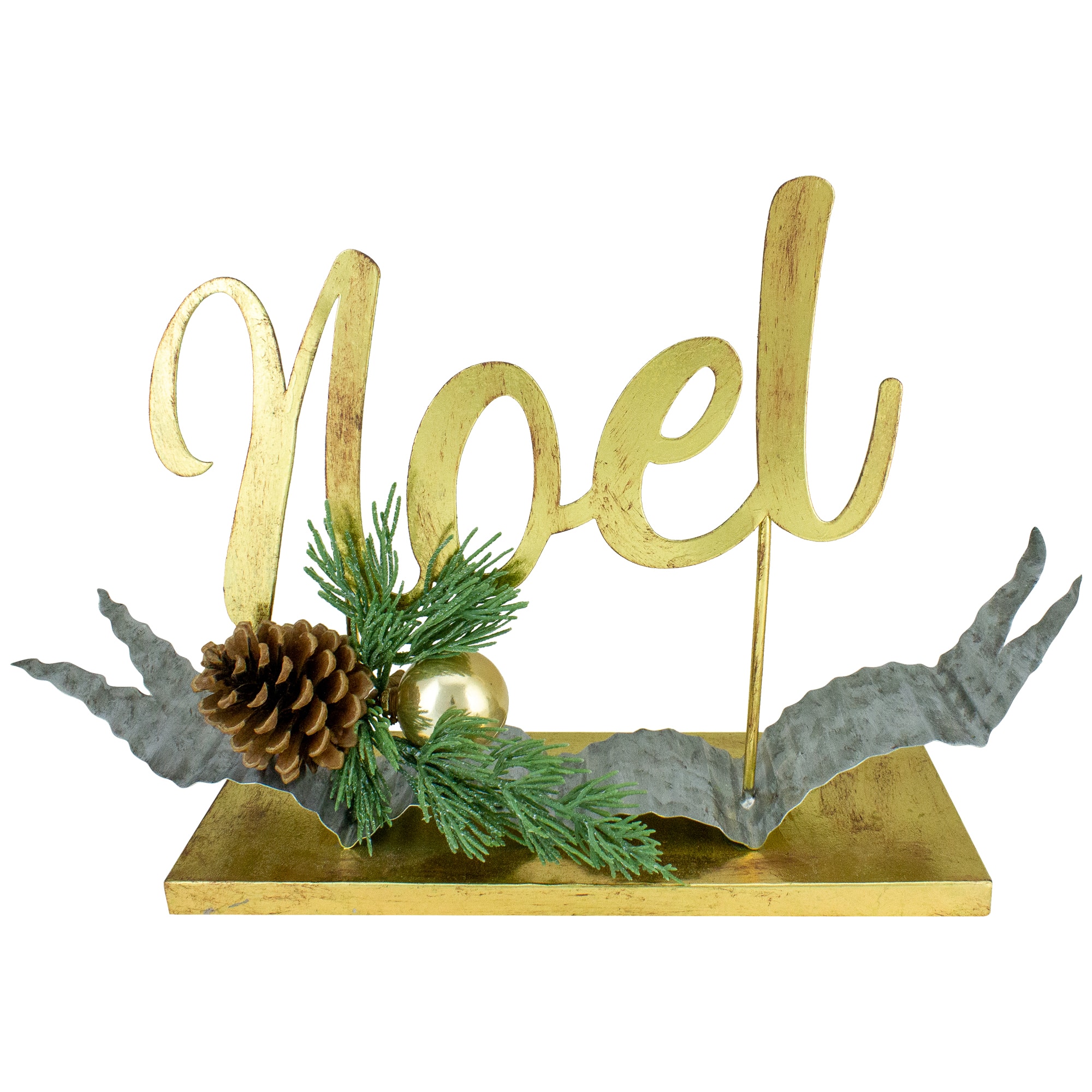 11&#x22; Pine &#x26; Pinecone NOEL Tabletop Christmas D&#xE9;cor