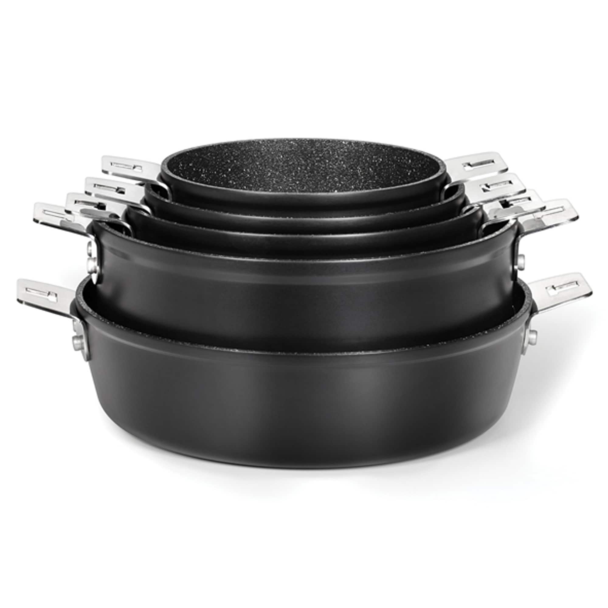 THE ROCK by Starfrit 12-Piece Space-Saving Set With T-Lock Detachable Handles