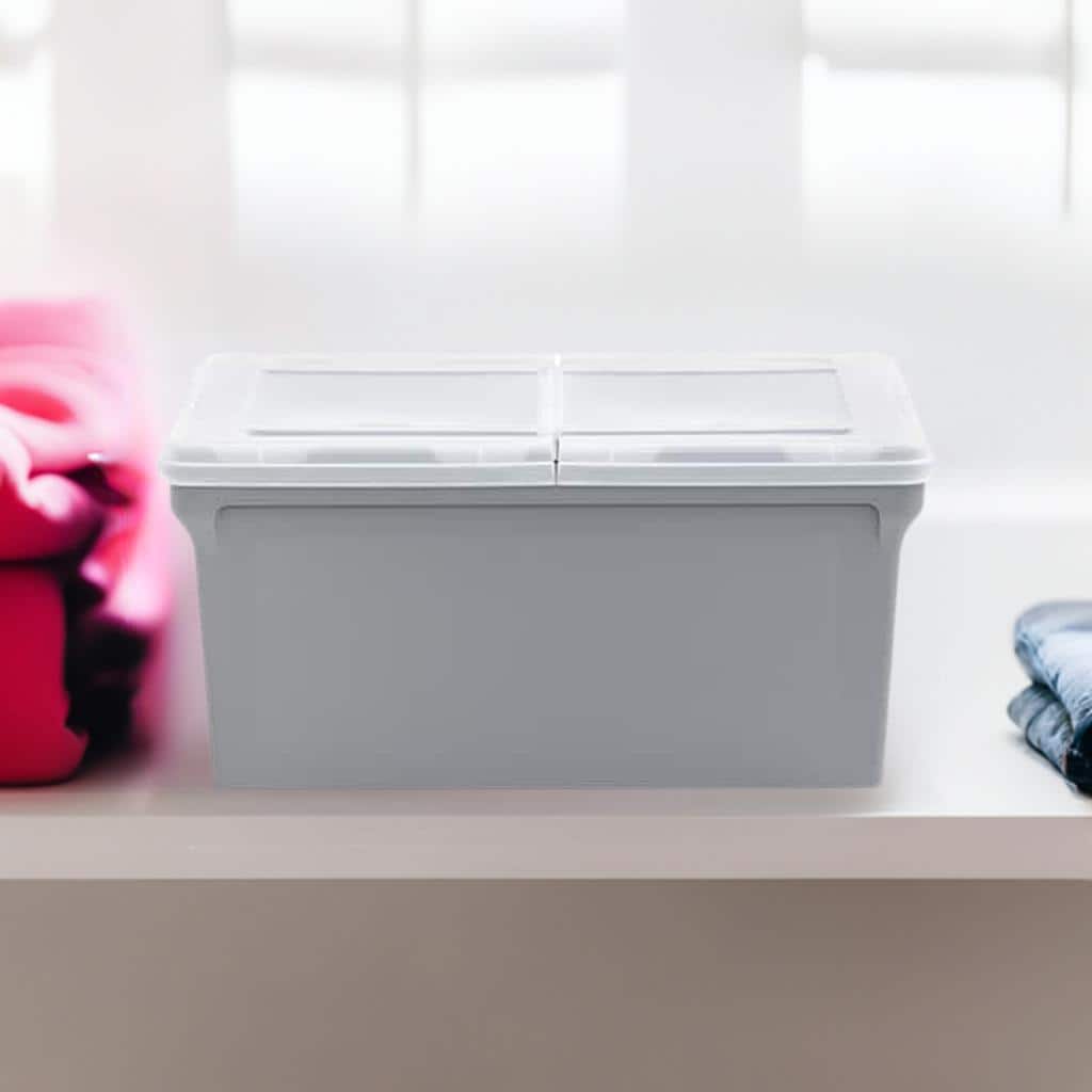 Iris® Gray Split-Lid Letter Size File Box, 4 Pack