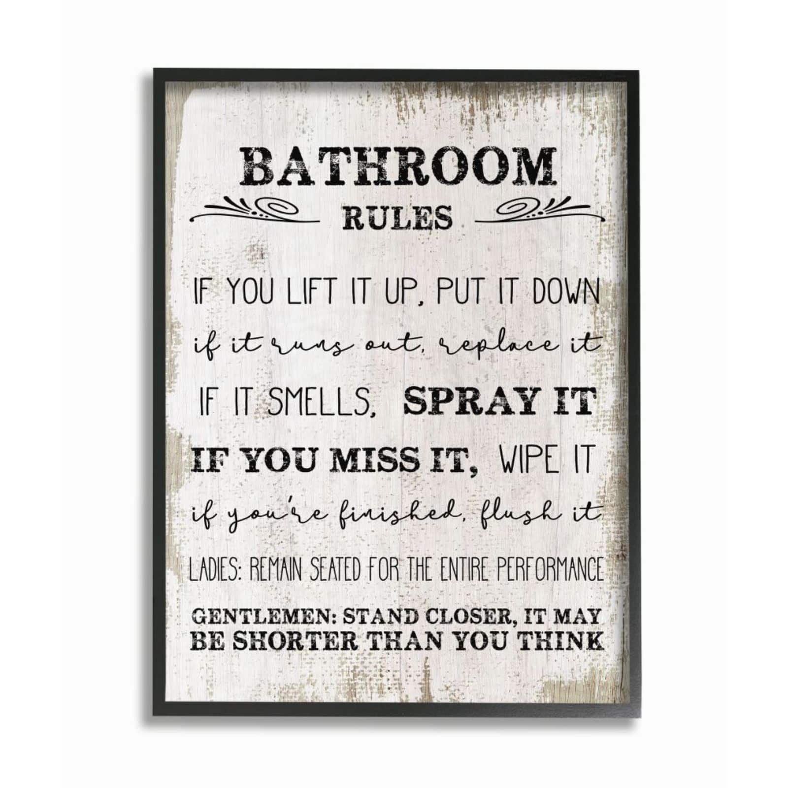 Stupell Industries Bathroom Rules Black Framed Wall Art