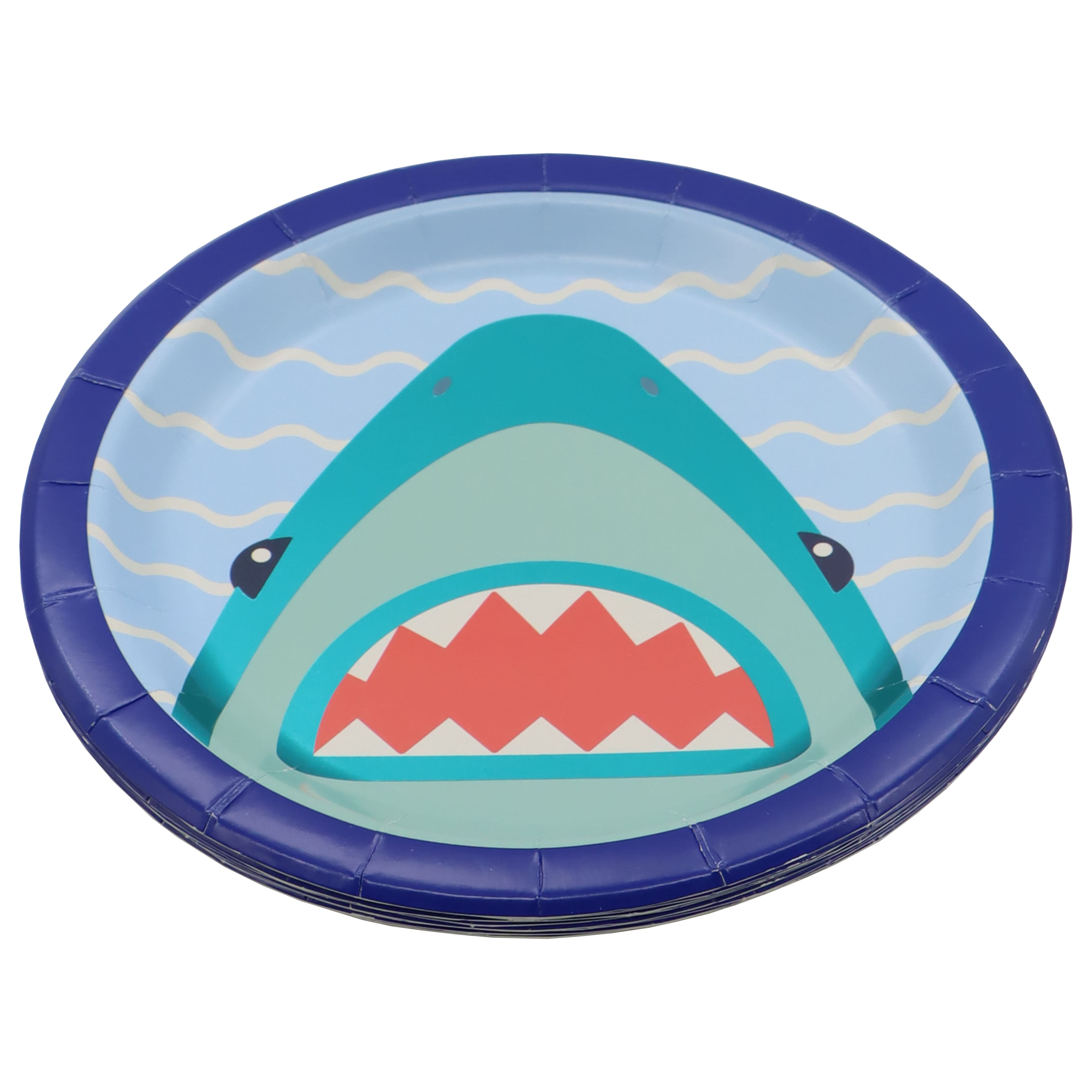 7&#x22; Blue Foil Shark Snack Plates, 8ct. by Celebrate It&#x2122;