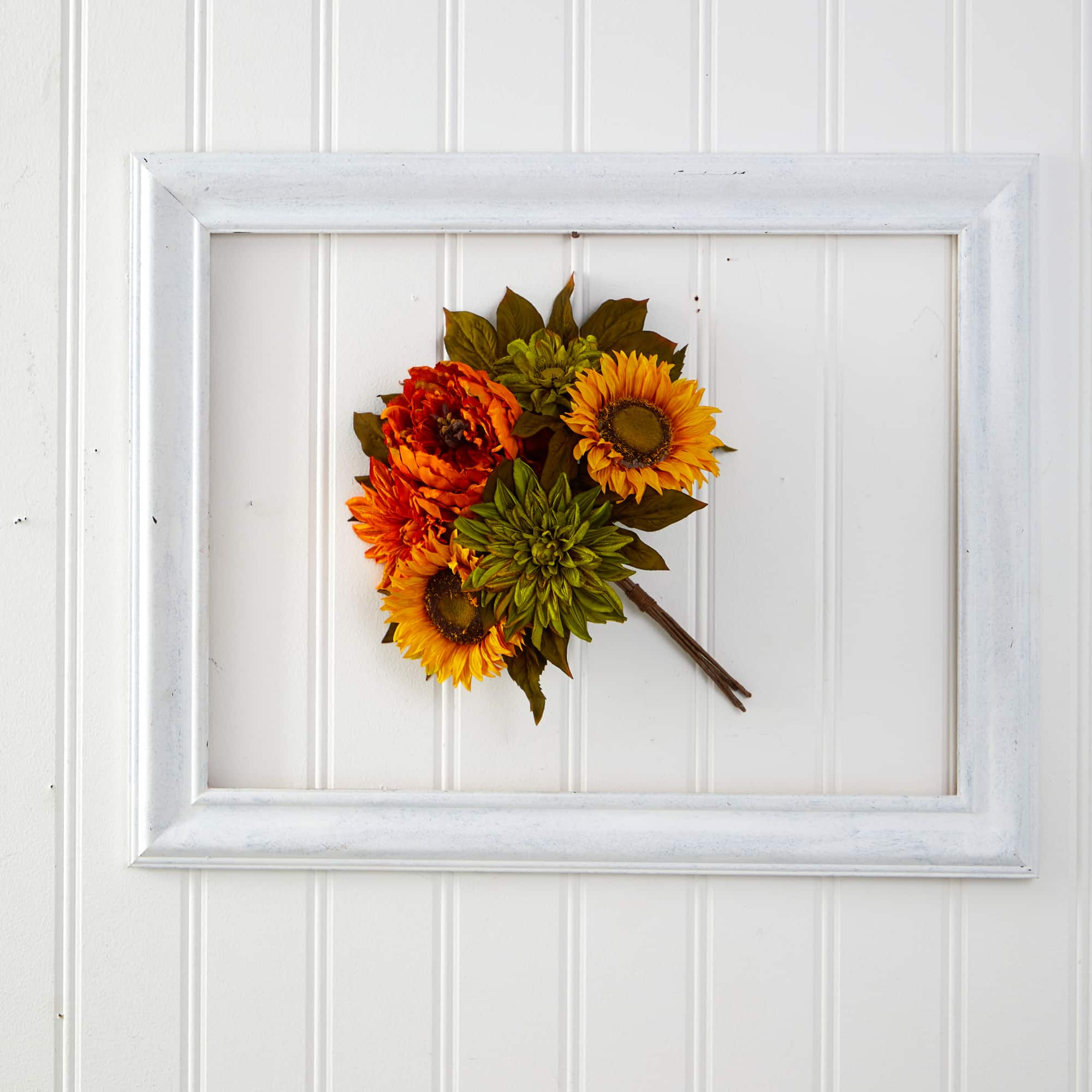 16&#x22; Orange Peony, Green Dahlia &#x26; Yellow Sunflower Bush, 2ct.