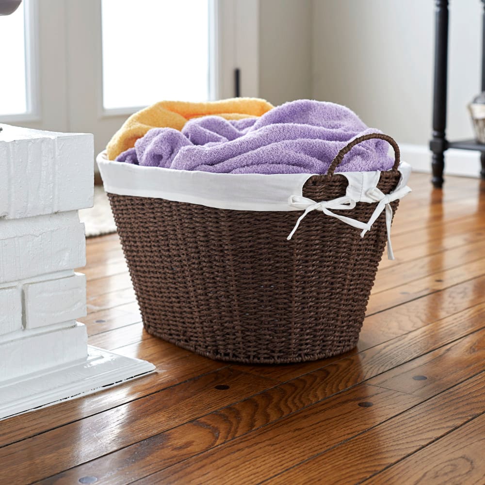 Household Essentials Paper Rope Woven Oval Laundry Basket