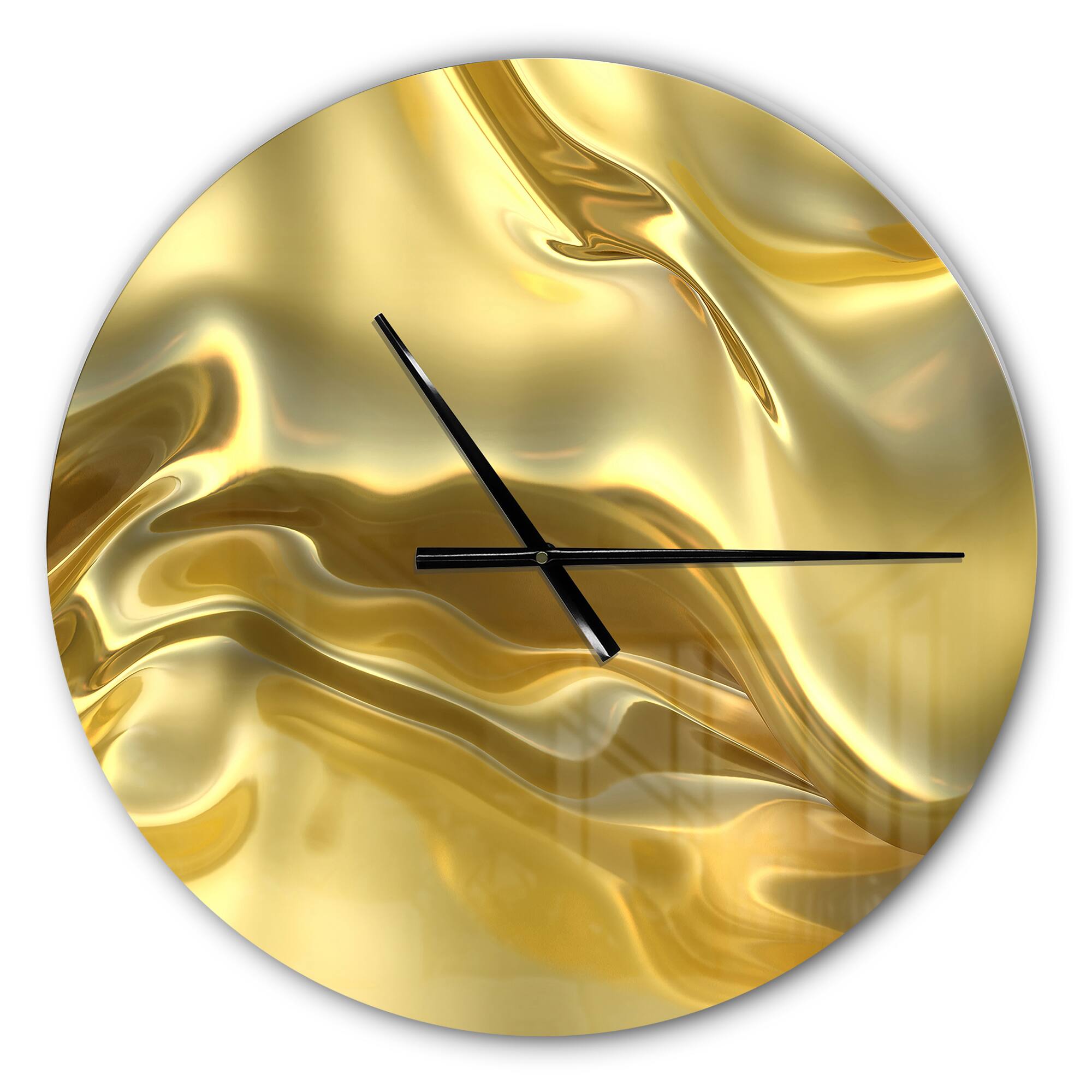 Designart &#x27;Golden Cloth Texture Modern Wall Clock