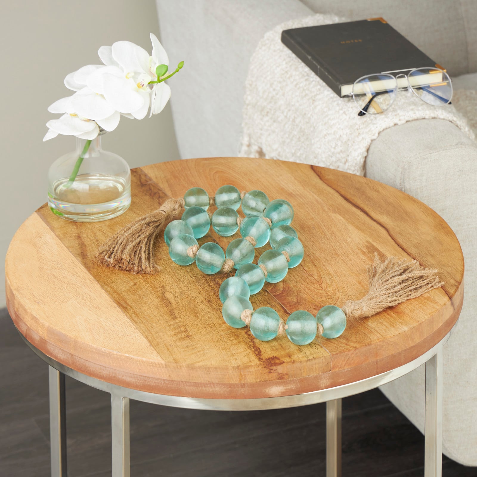 4ft. Glass Handmade Round Beaded Garland with Tassel