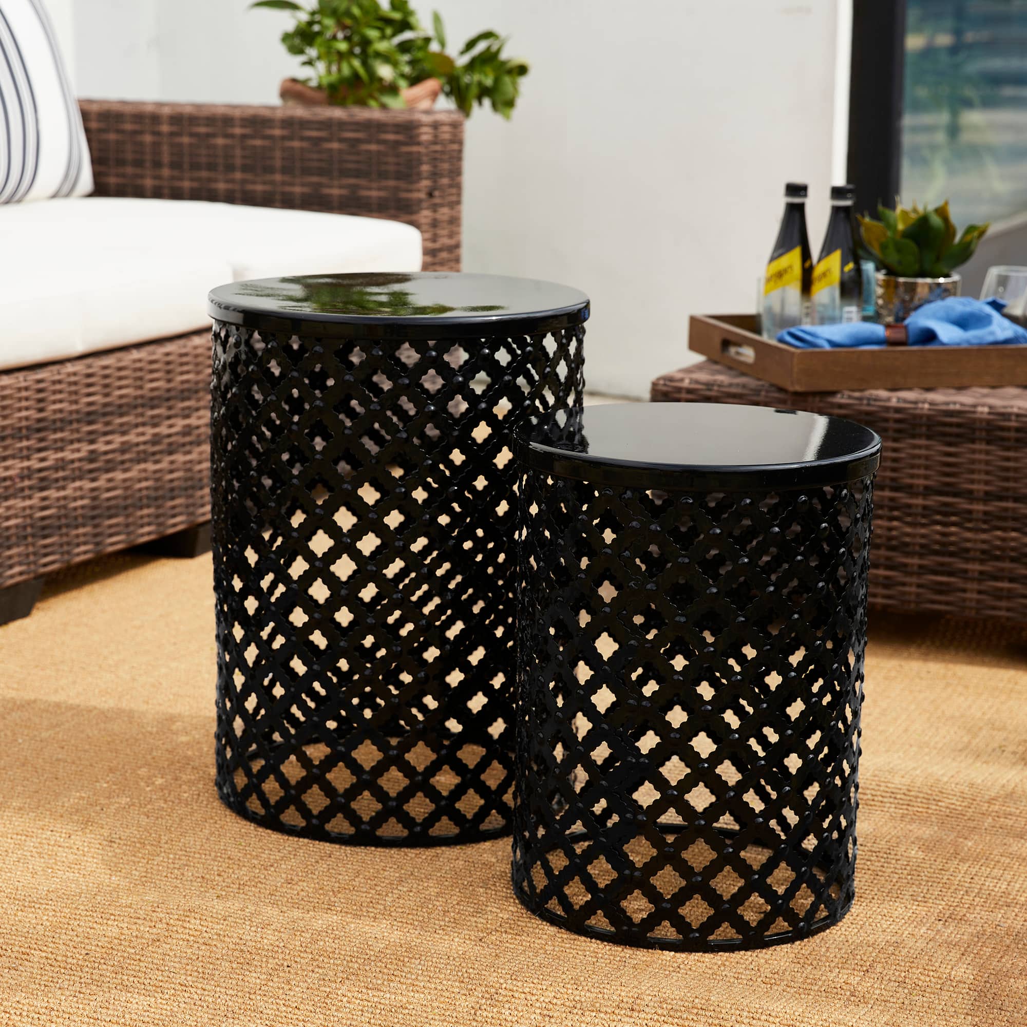 Glitzhome® Multifunctional Metal Garden Stool Set