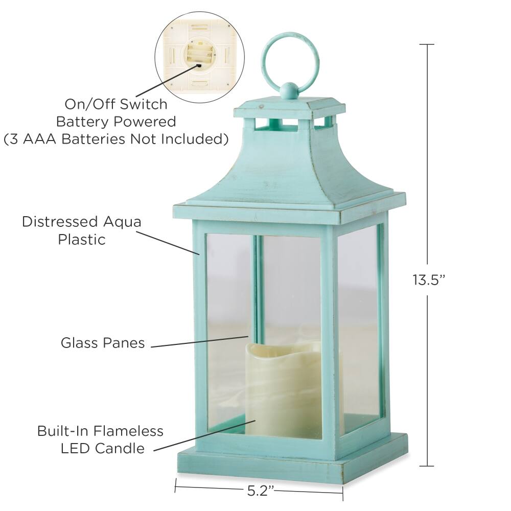 Kate Aspen&#xAE; Blue Hampton LED Vintage Decorative Lantern