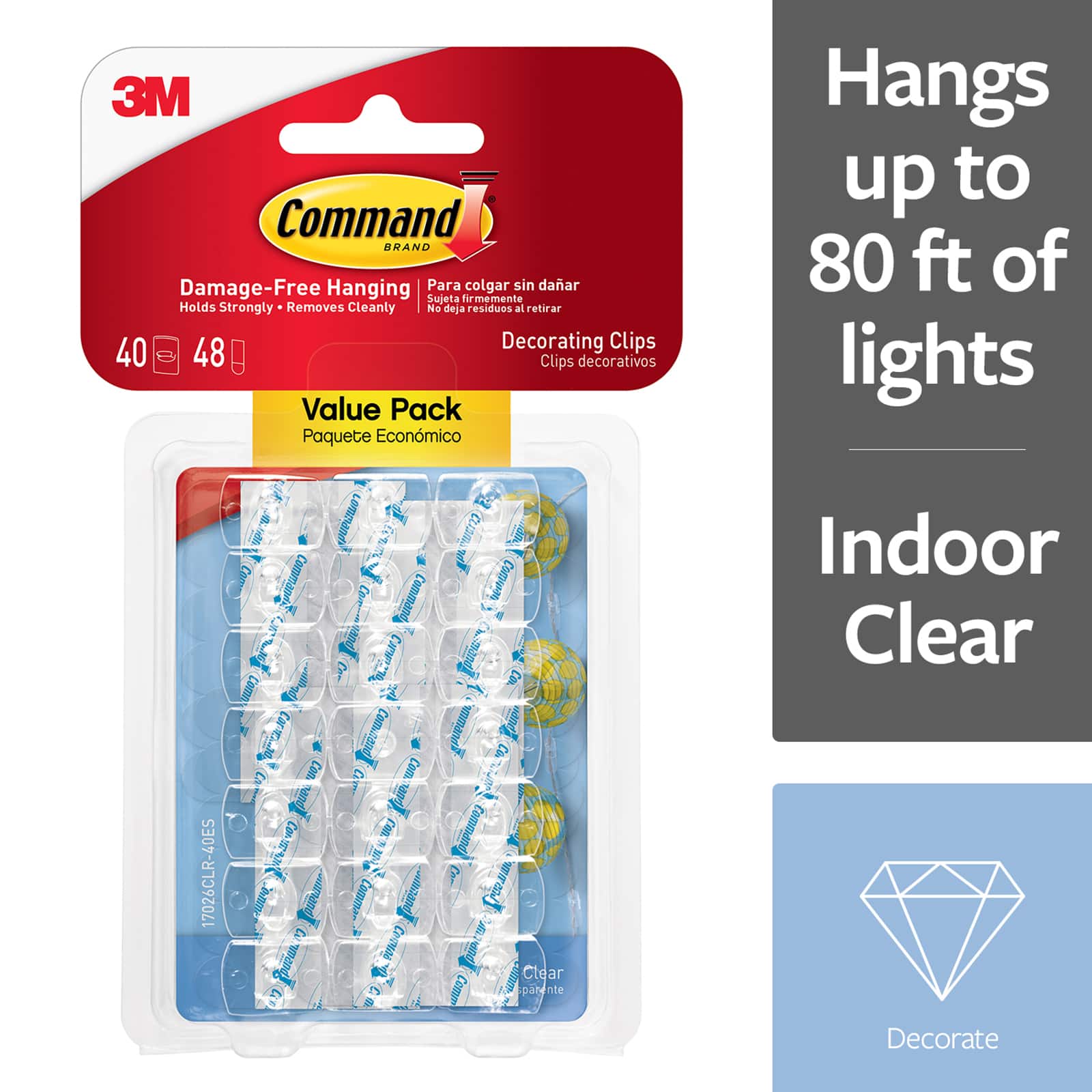 Command&#x2122; Mini Decorating Light Clips, Clear
