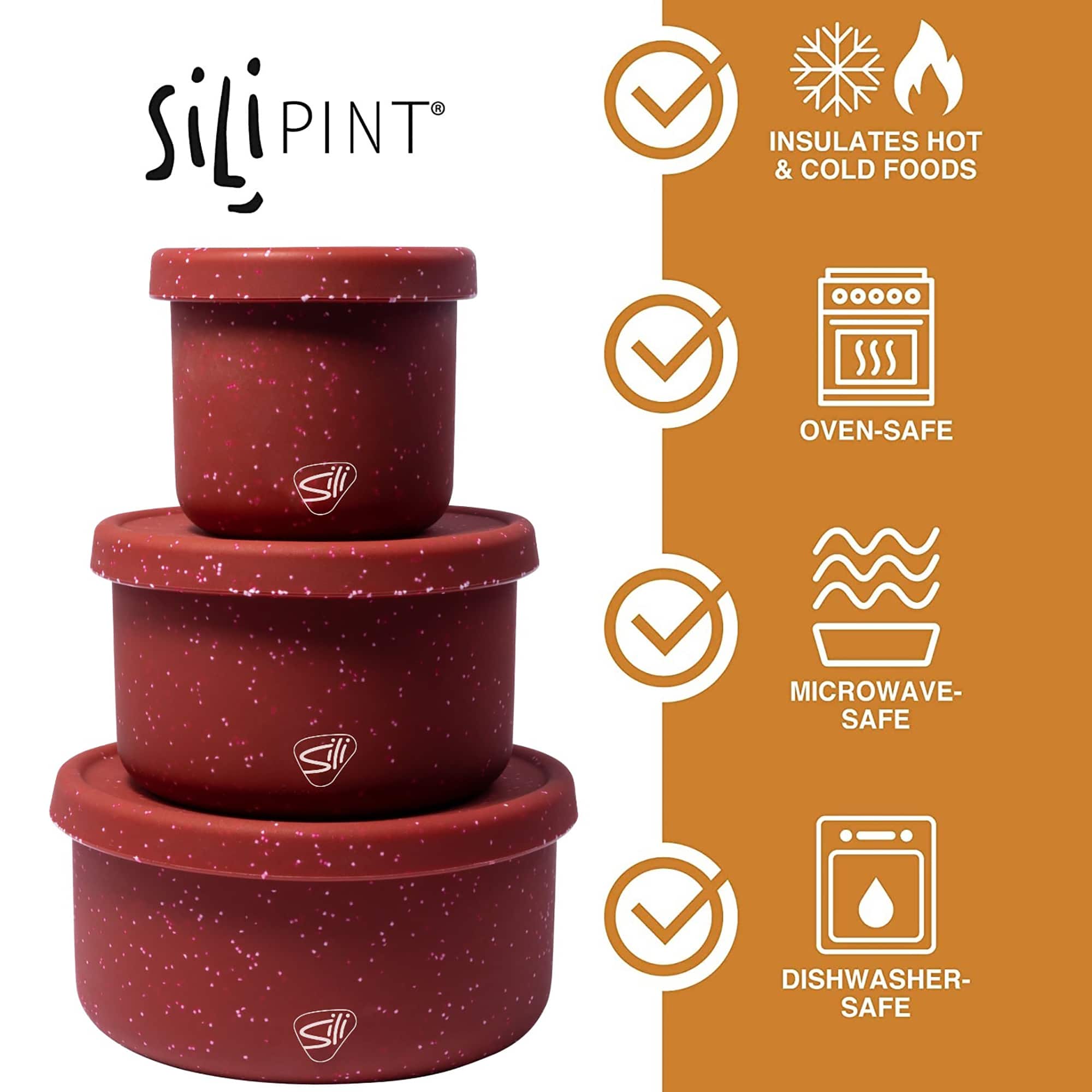 Silipint&#xAE; 3-Piece Silicone Lidded Bowl Set