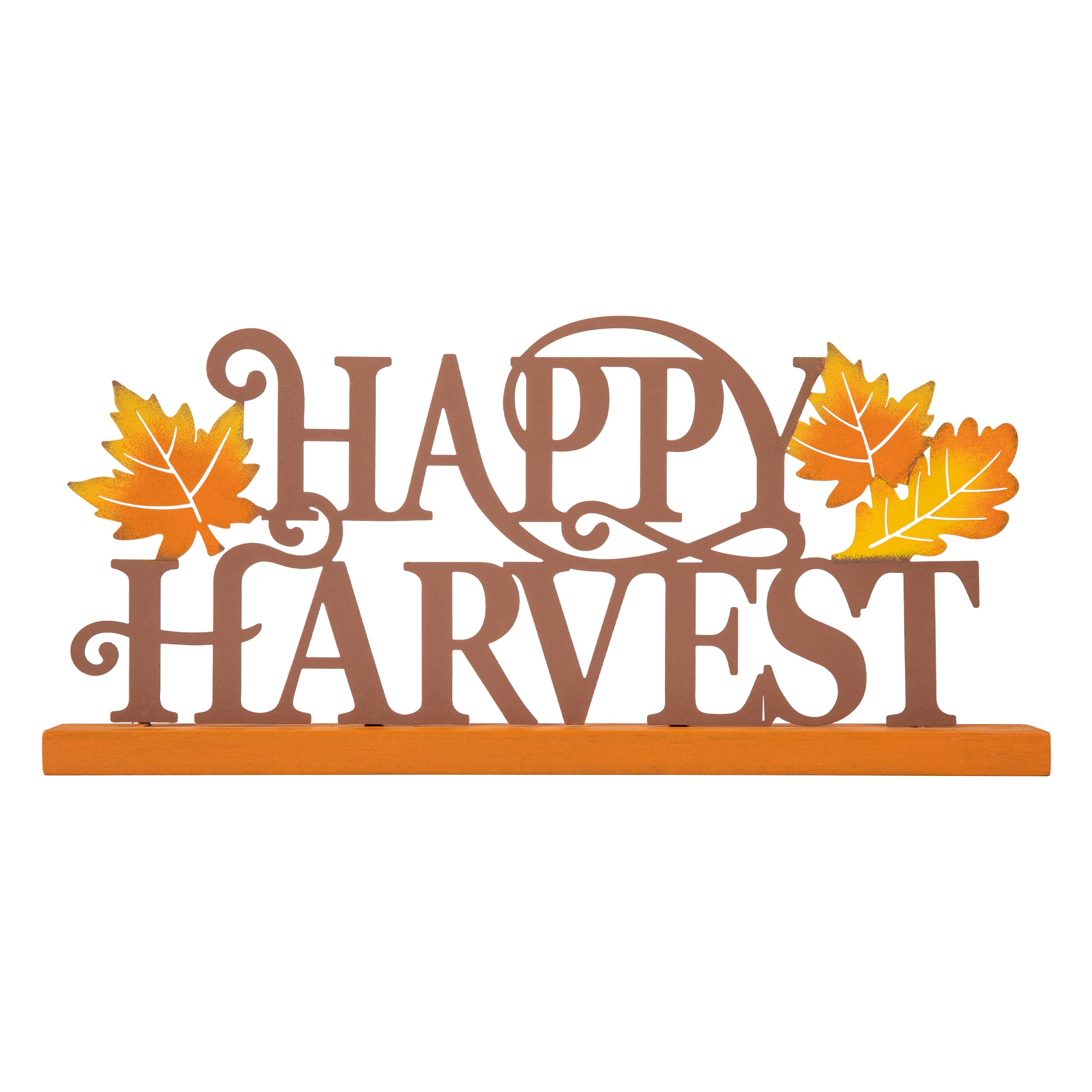 Glitzhome® 18" Wood & Metal Happy Harvest Table Décor