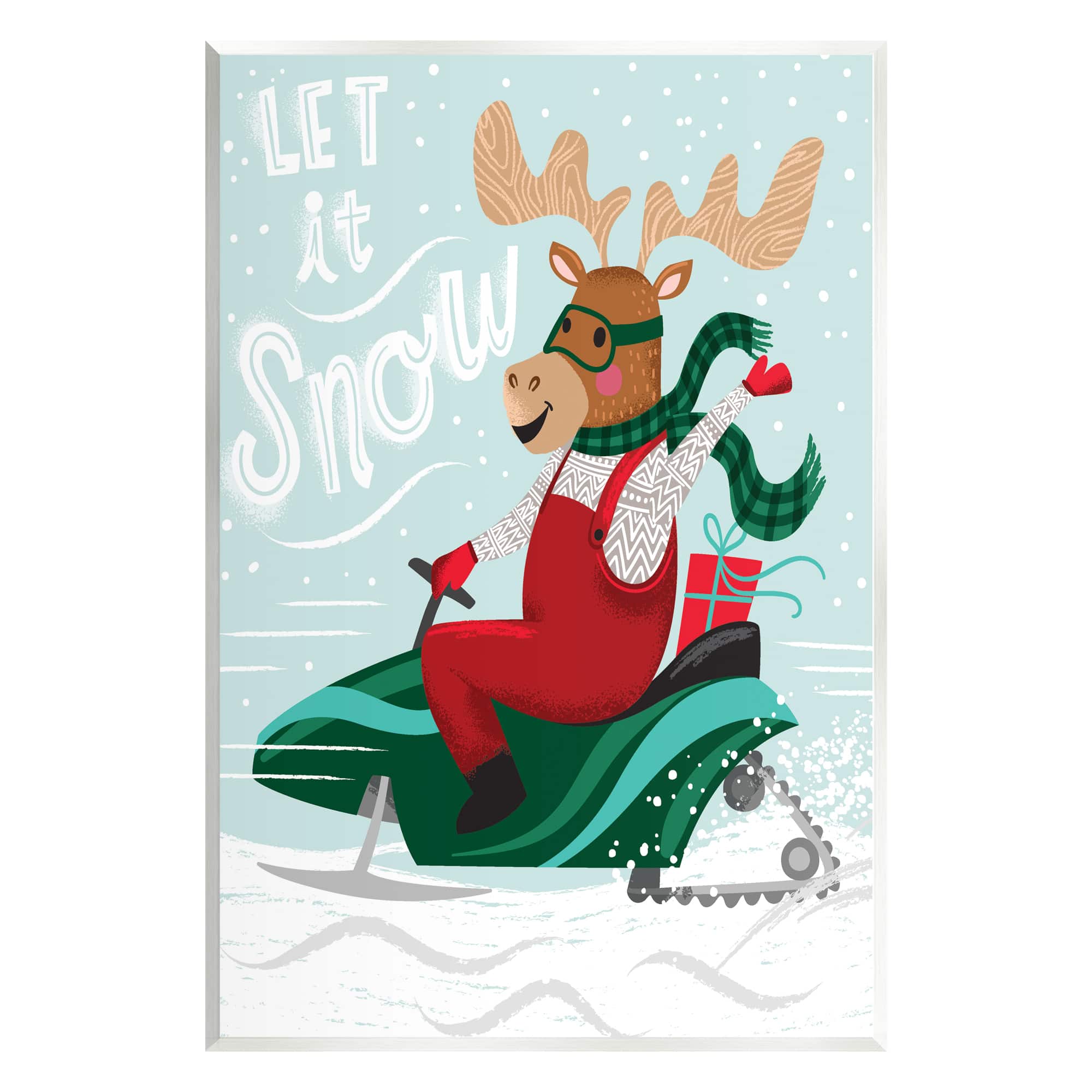 Stupell Industries Let It Snow Moose Sleigh Wall Plaque Art