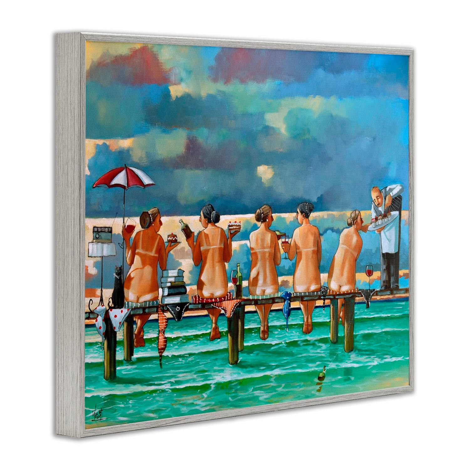 Stupell Industries Women on Dock with Tan Lines Framed Giclee Art