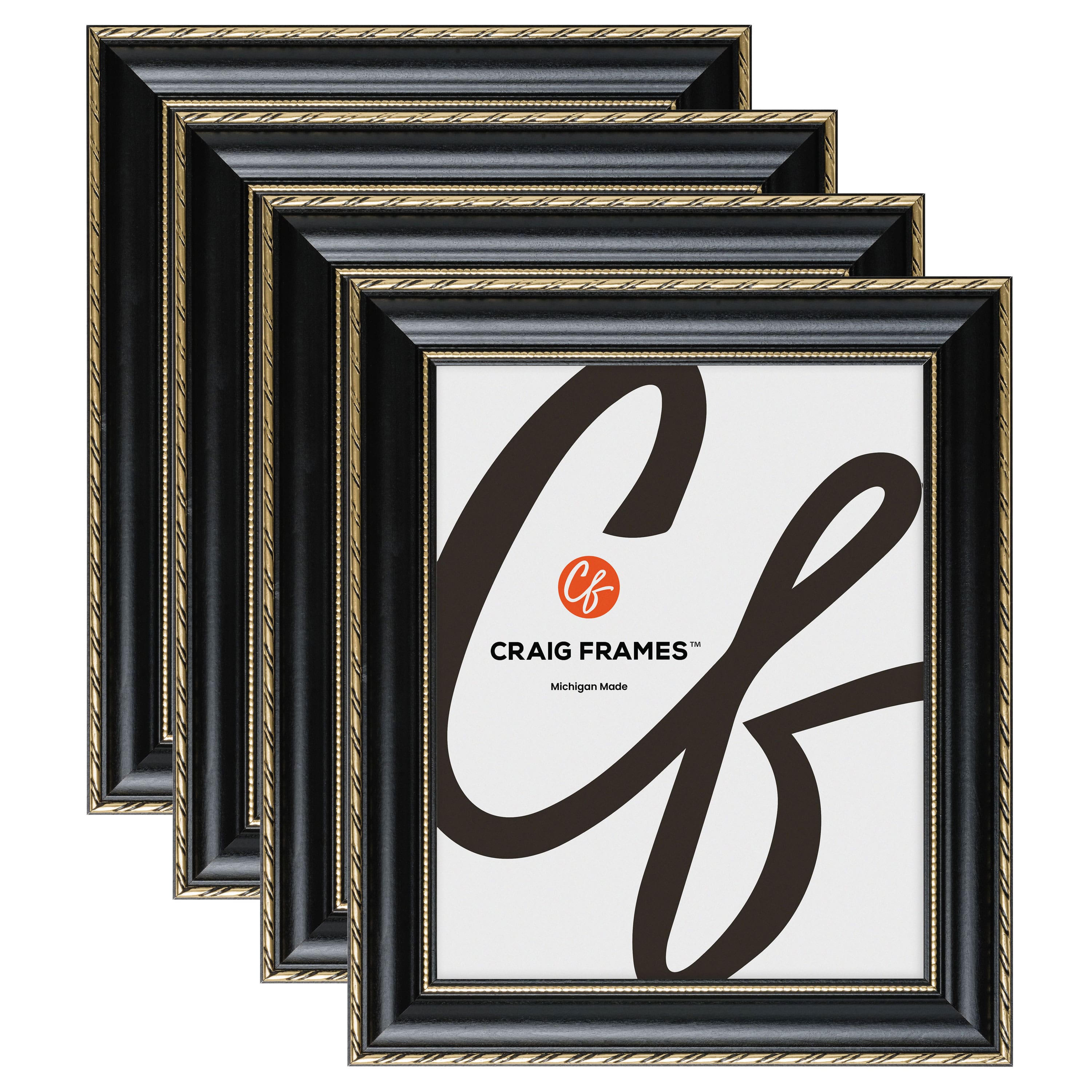 4 Pack Craig Frames Victoria Black &#x26; Gold Picture Frame