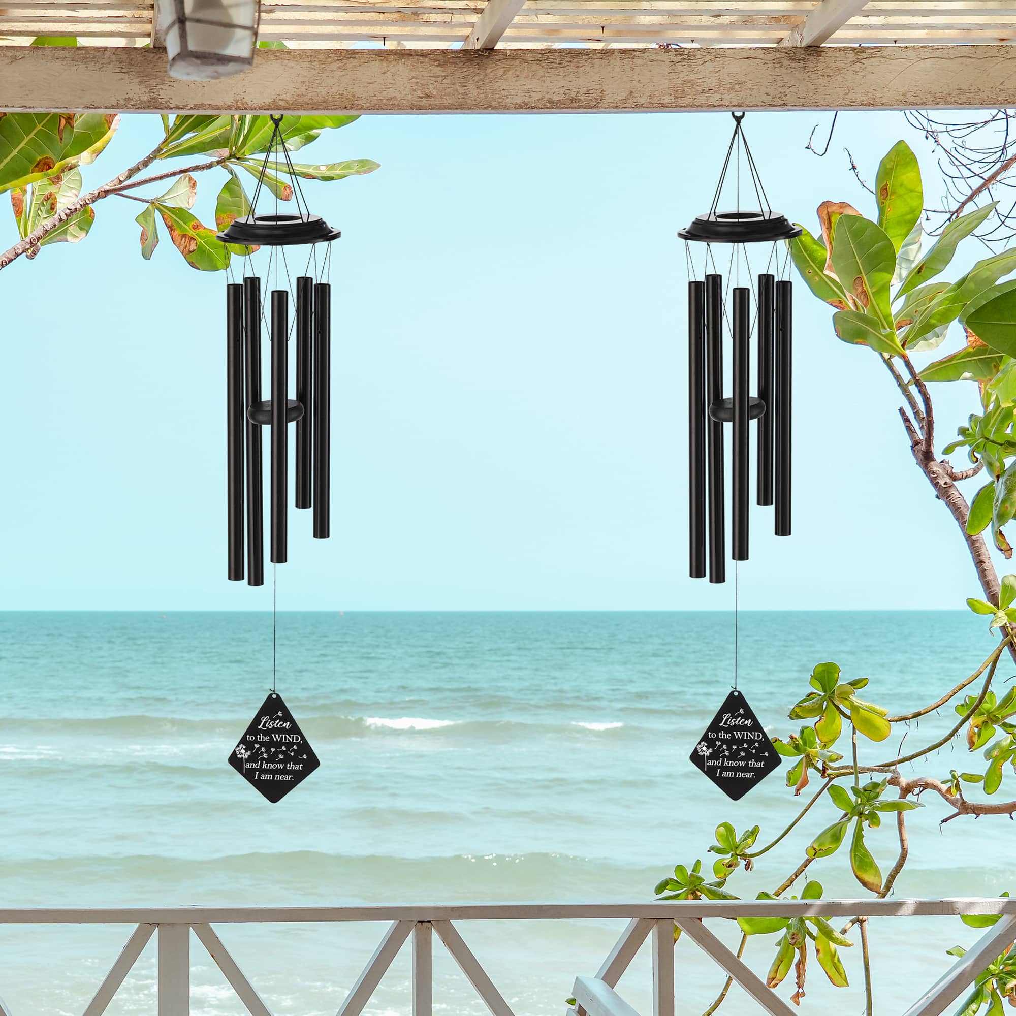 Glitzhome® 38" Matte Black Metal Black Windchime