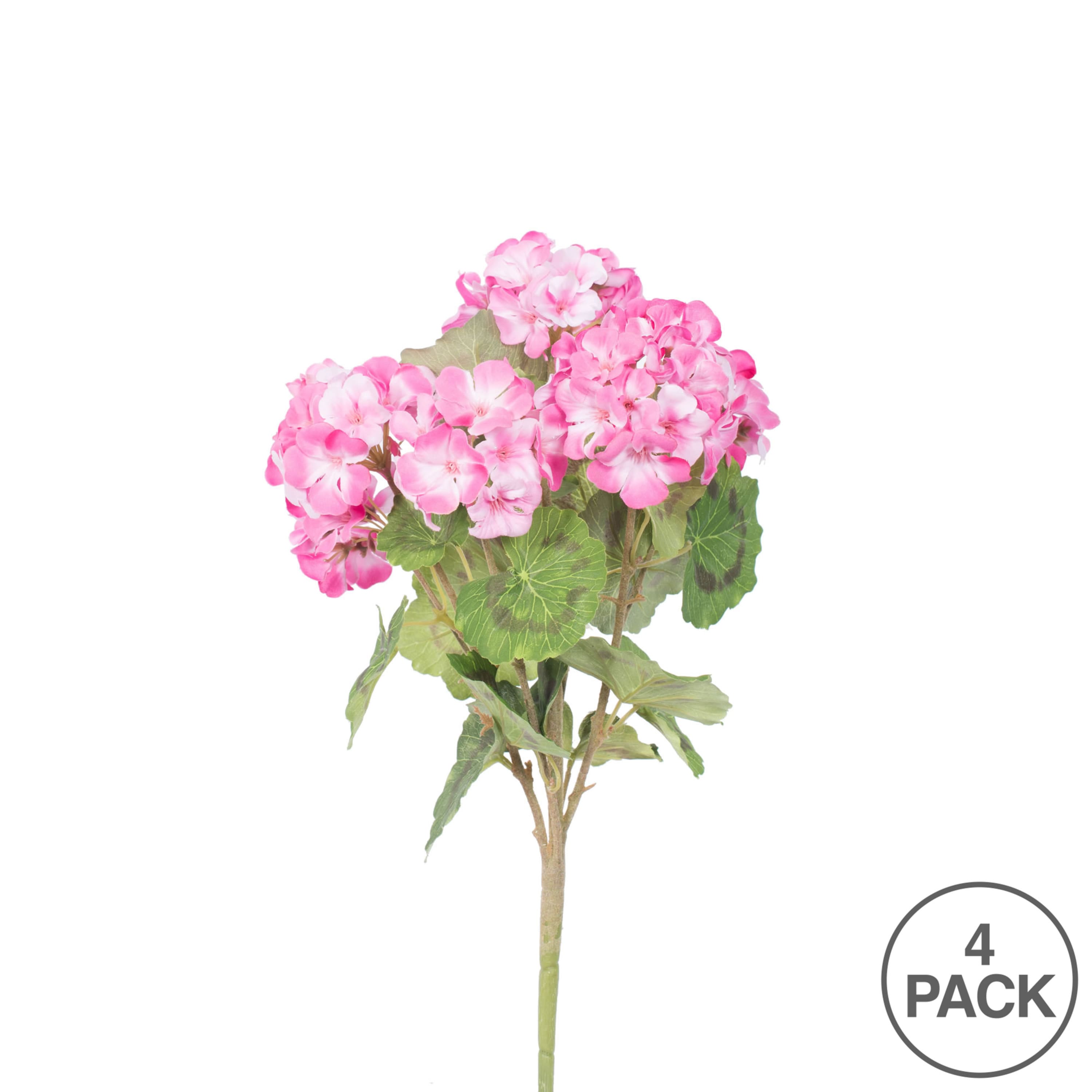 18&#x22; Artificial Light Pink Geranium Bush, 4ct.