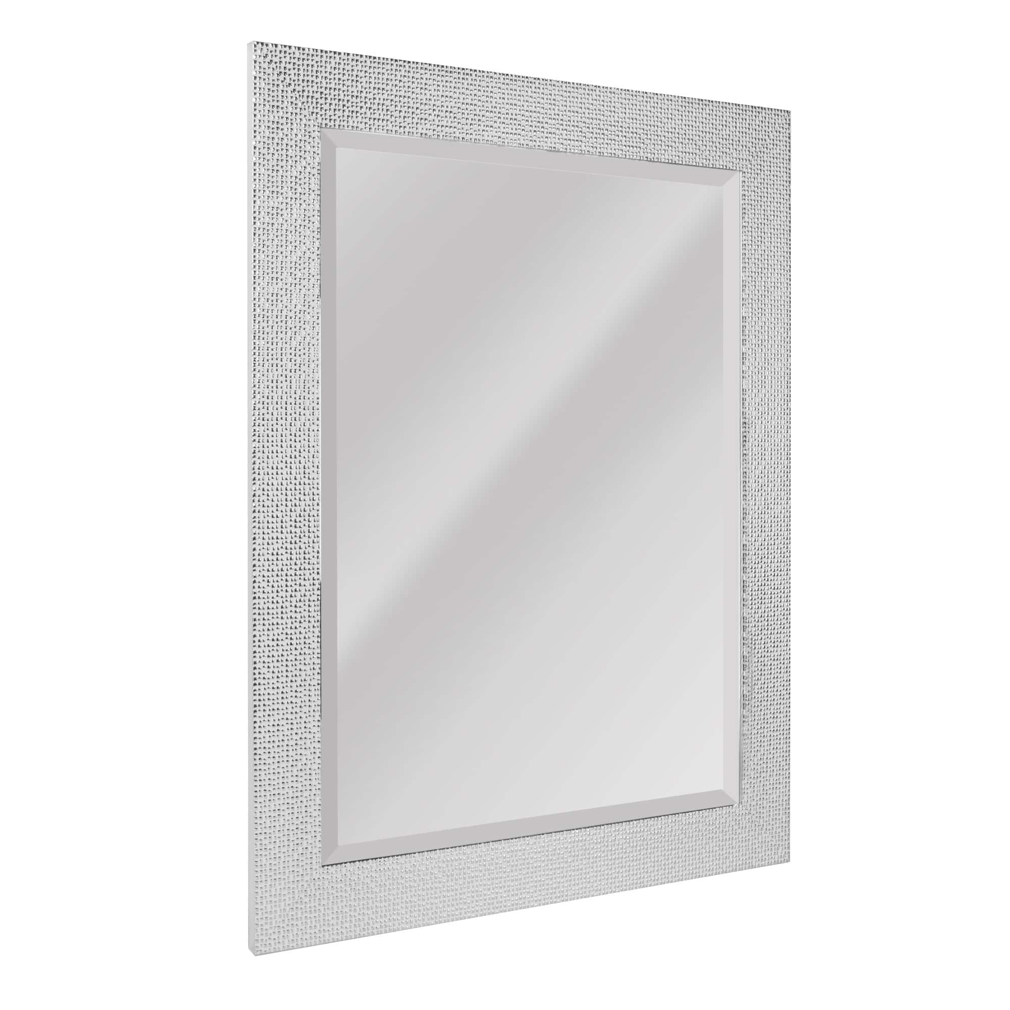 Head West 29" Chrome & White Tile Textured Frame Vanity Mirror
