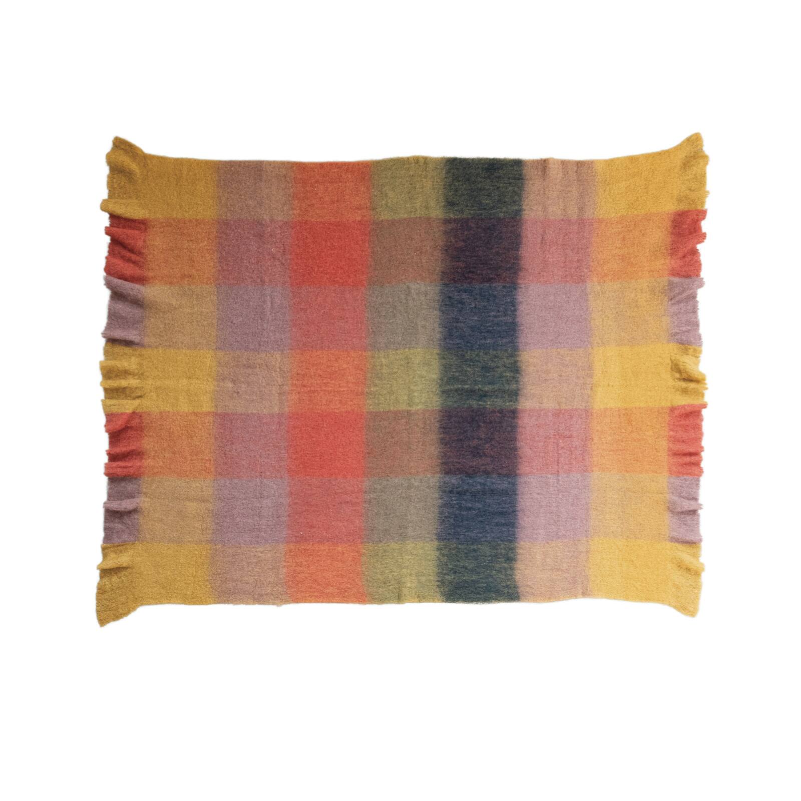 Hello Honey&#xAE; Gold &#x26; Orange Block Wool &#x26; Acrylic Ruffled Throw Blanket
