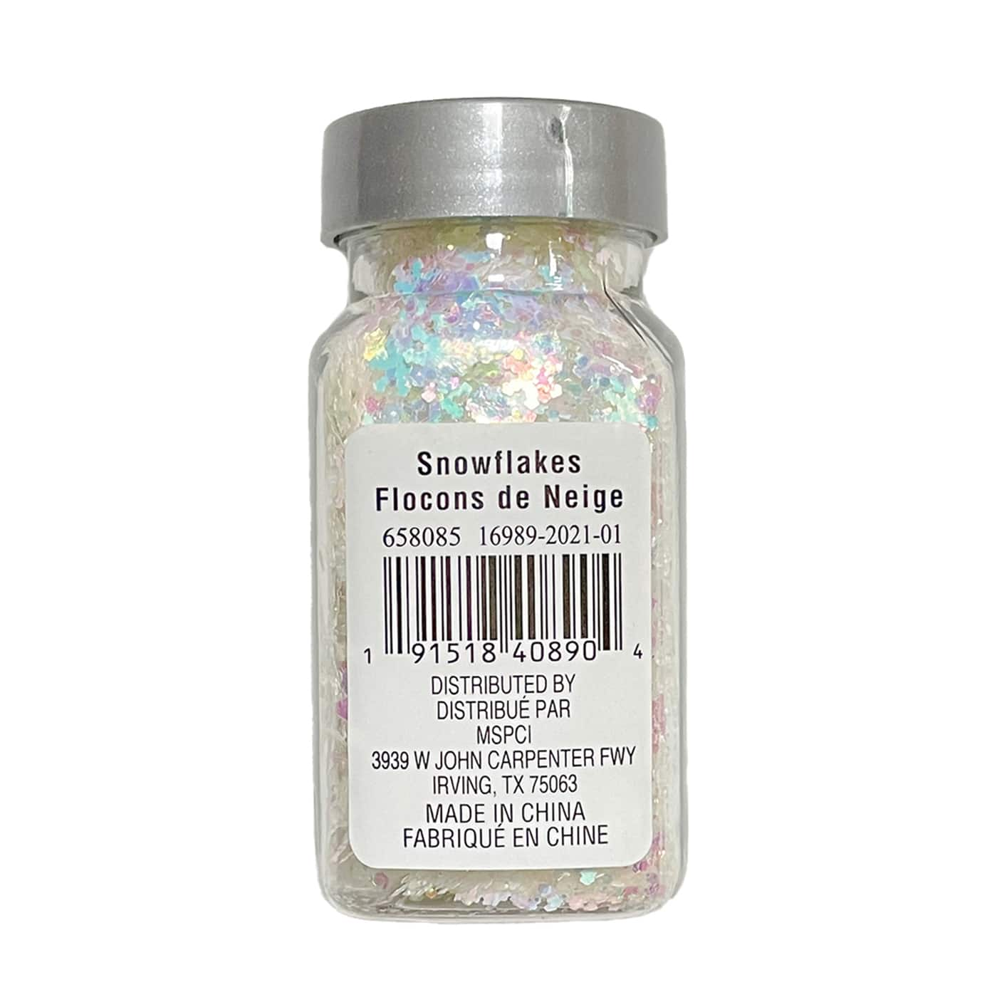 Specialty Polyester Glitter White Iridescent Snowflakes by Recollections&#x2122;