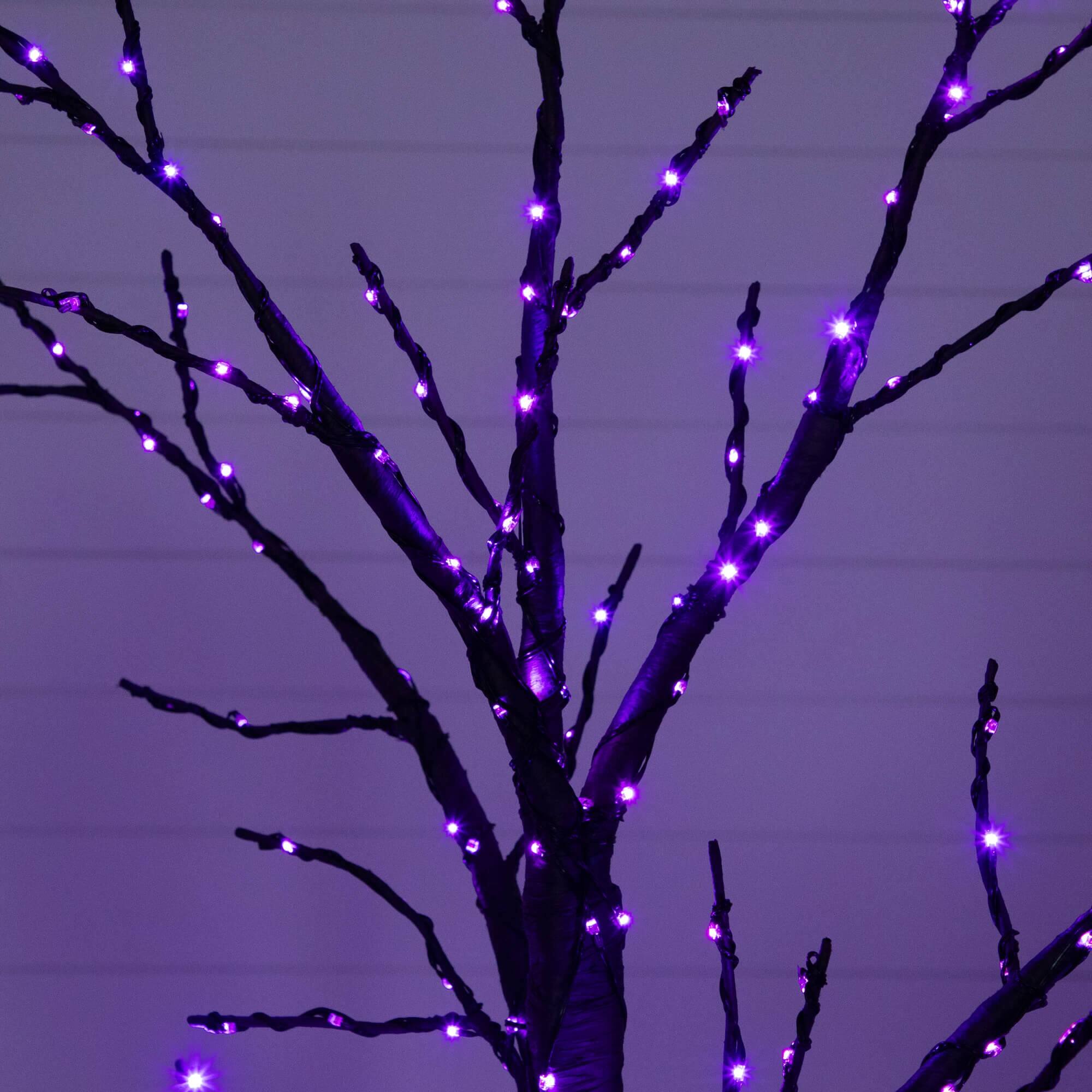 6ft. Pre-Lit Artificial Halloween Twig Tree with 480 Orange & Purple LED Lights