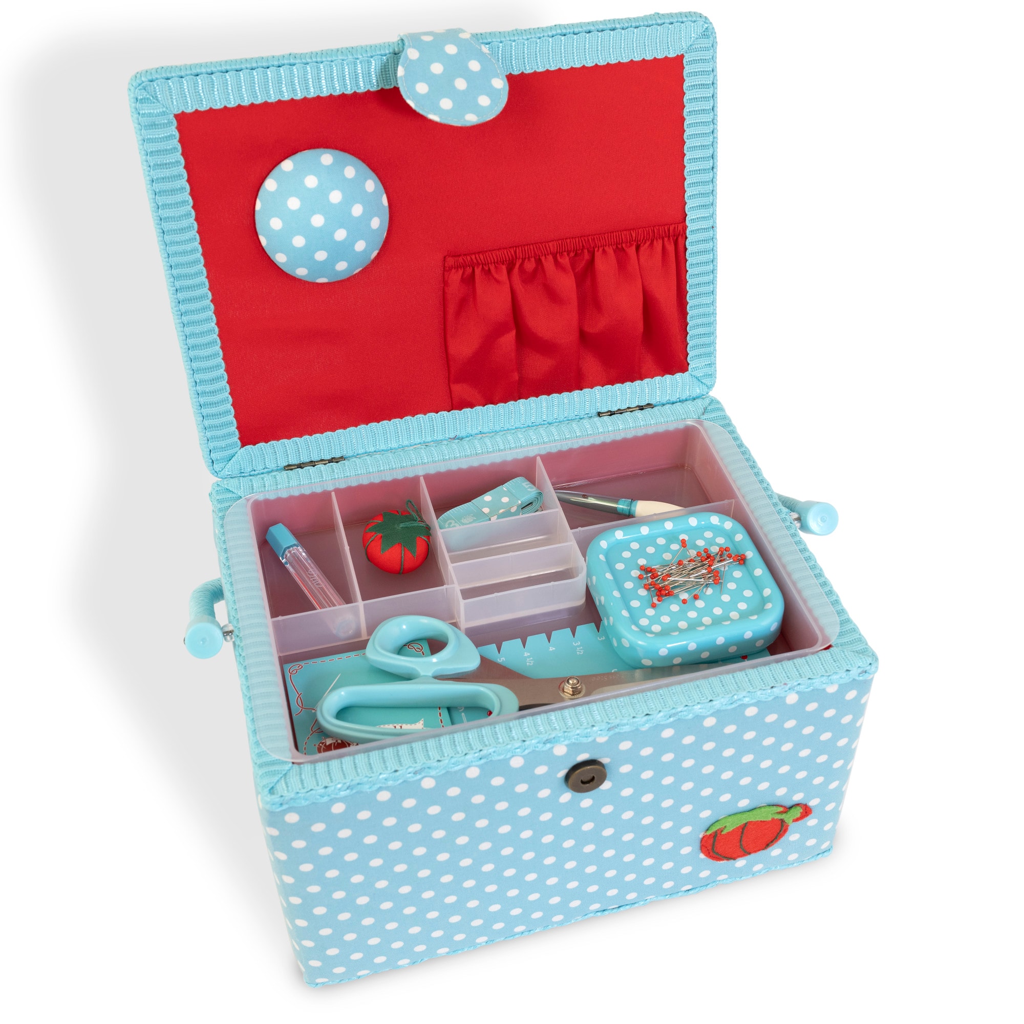 Dritz® Aqua Dots Large Sewing Basket Kit