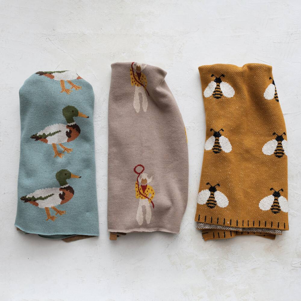 Hello Honey&#xAE; Mustard Bee Print Baby Blanket