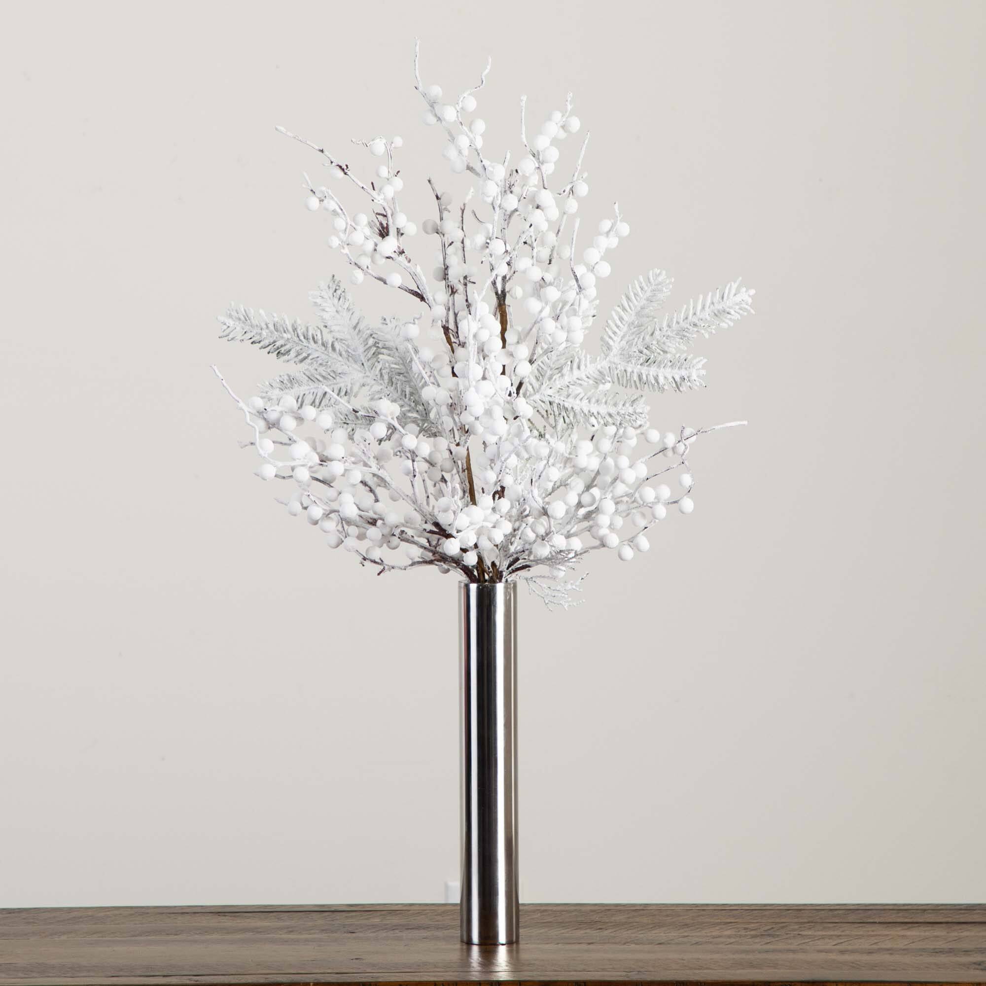 2.5ft. Artificial Flocked Berry Arrangement in Cylinder Chrome Vase