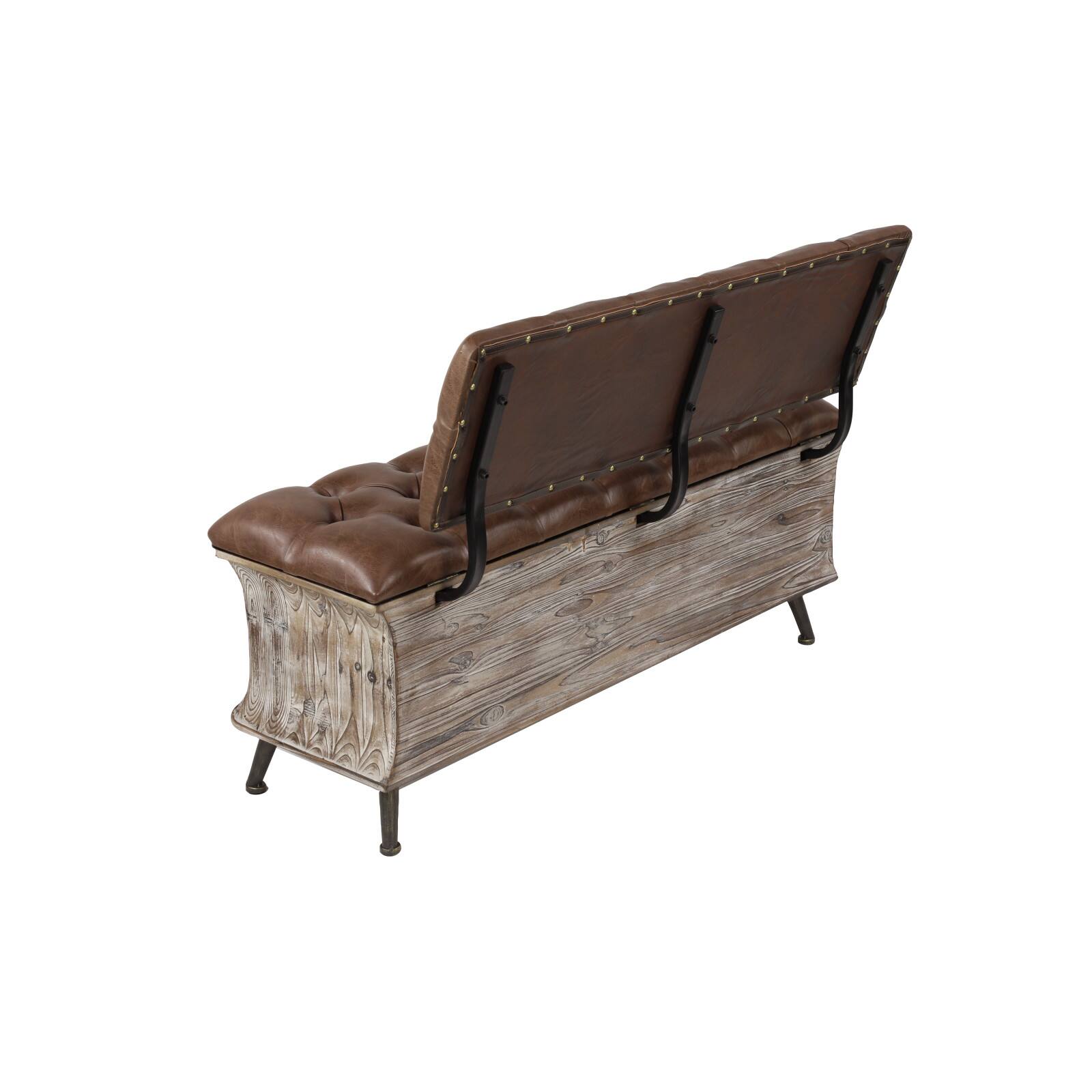 Brown Chinese Fir Rustic Bench, 32&#x22; x 47&#x22; x 20&#x22;