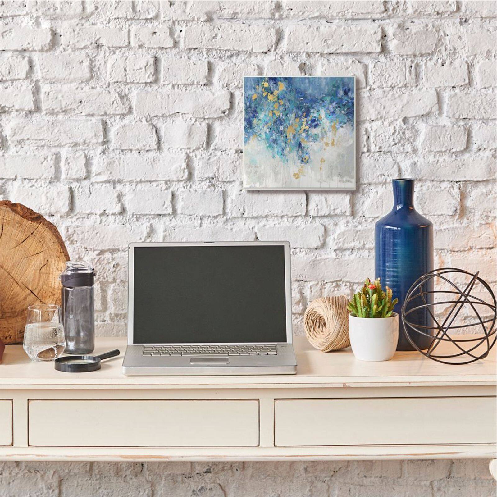 Stupell Industries Blue & Gold Abstract Wall Plaque Set