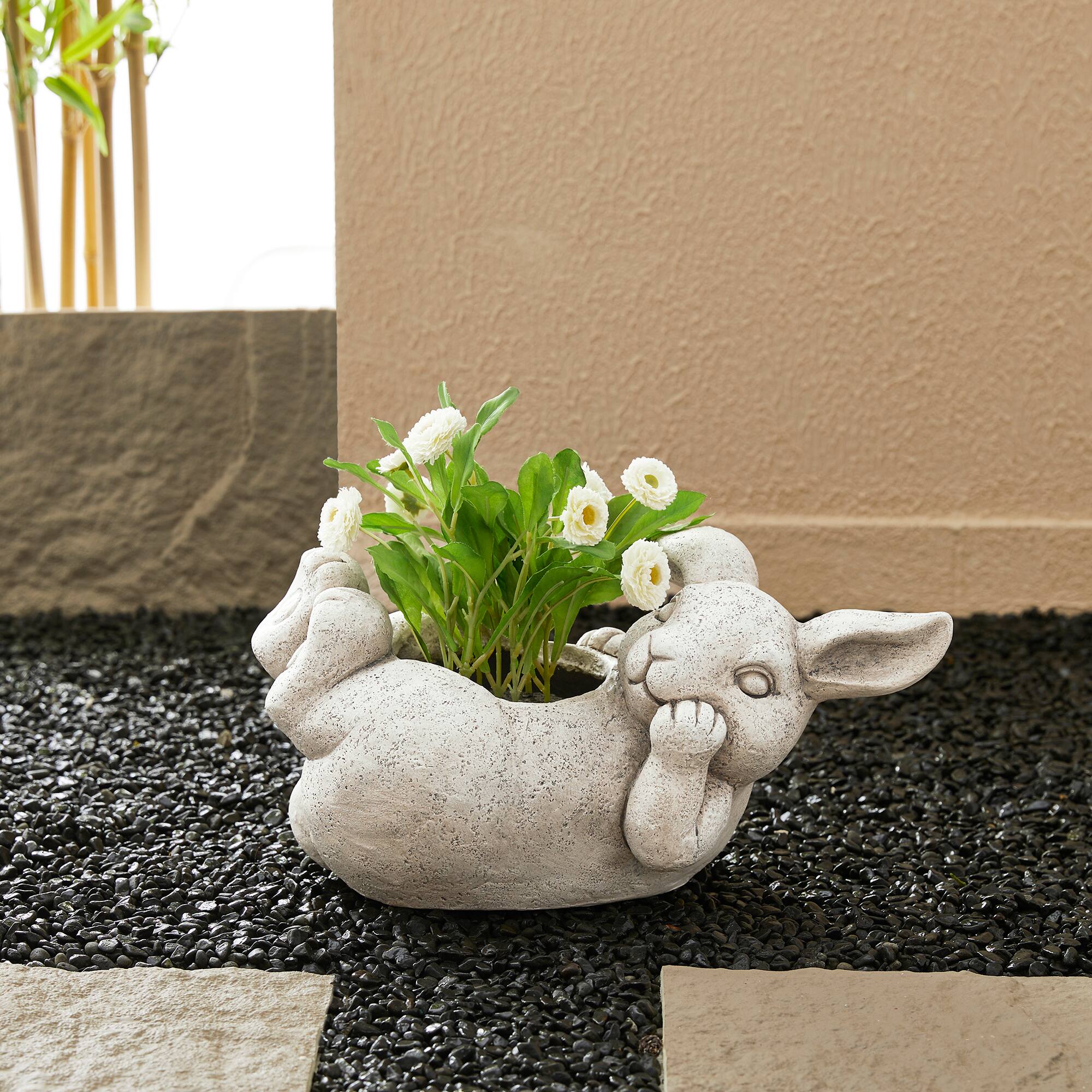 Glitzhome&#xAE; 14.25&#x22; Rabbit Statue Planter